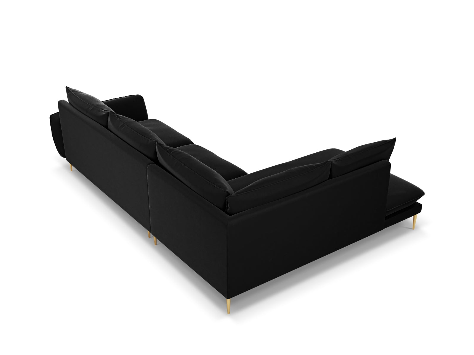 Vienna Velour Ecksofa links 6 Sitzer 185cm in Black/Gold-Bluvel präsentiert im Onlineshop von KAQTU Design AG. Ecksofa links ist von Cosmopolitan Design