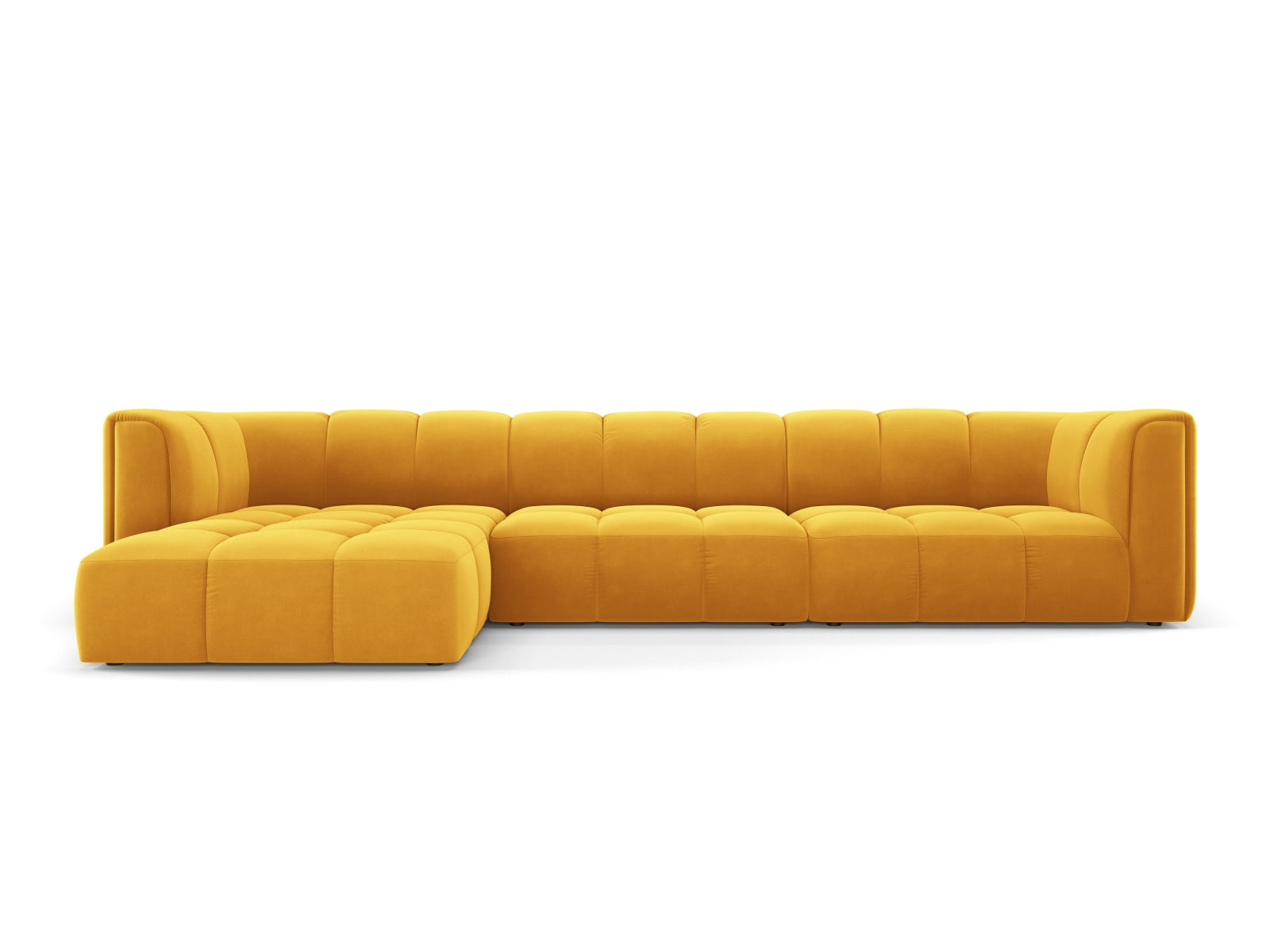 5-Sitzer Modular Ecksofa links Moritz in Yellow-Bluvel präsentiert im Onlineshop von KAQTU Design AG. Ecksofa links ist von Cosmopolitan Design