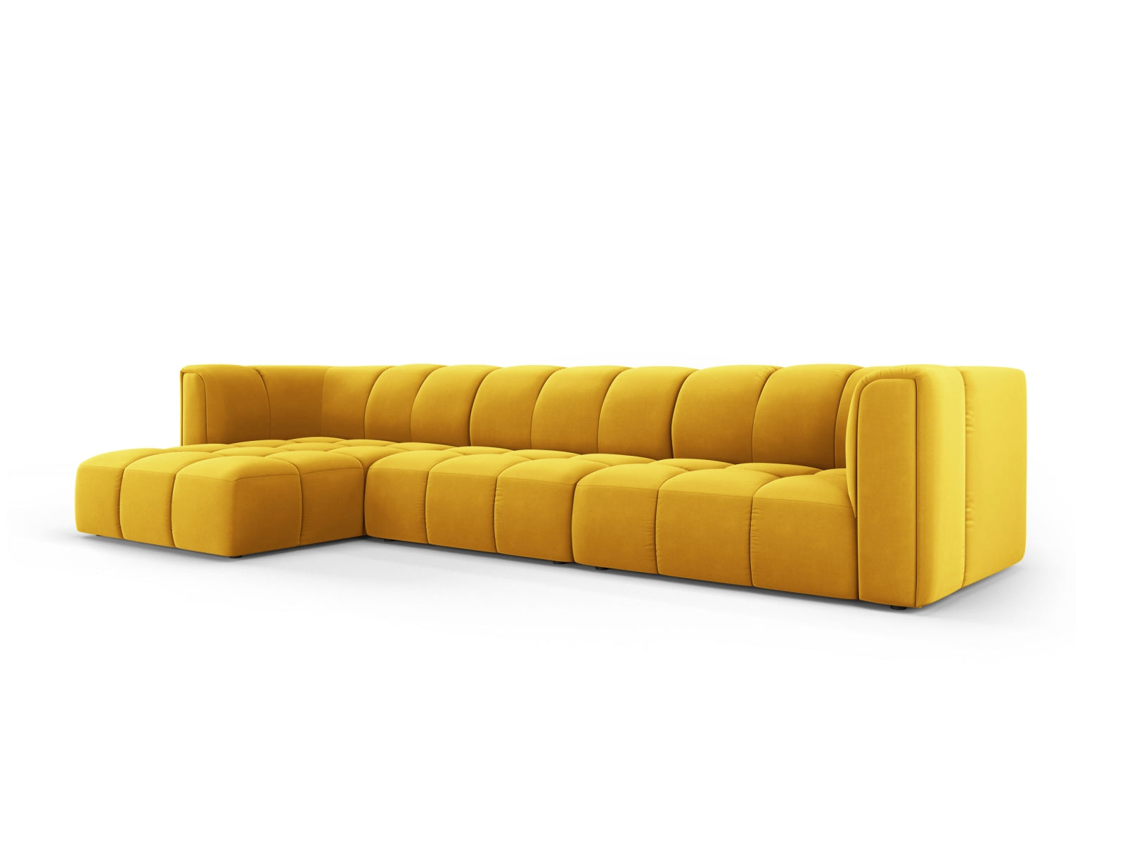 5-Sitzer Modular Ecksofa links Moritz in Yellow-Bluvel präsentiert im Onlineshop von KAQTU Design AG. Ecksofa links ist von Cosmopolitan Design