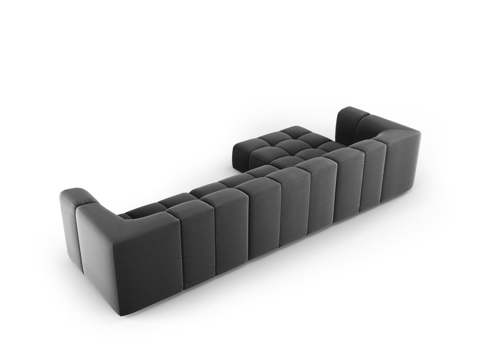 5-Sitzer Modular Ecksofa links Moritz in Grey-Bluvel präsentiert im Onlineshop von KAQTU Design AG. Ecksofa links ist von Cosmopolitan Design