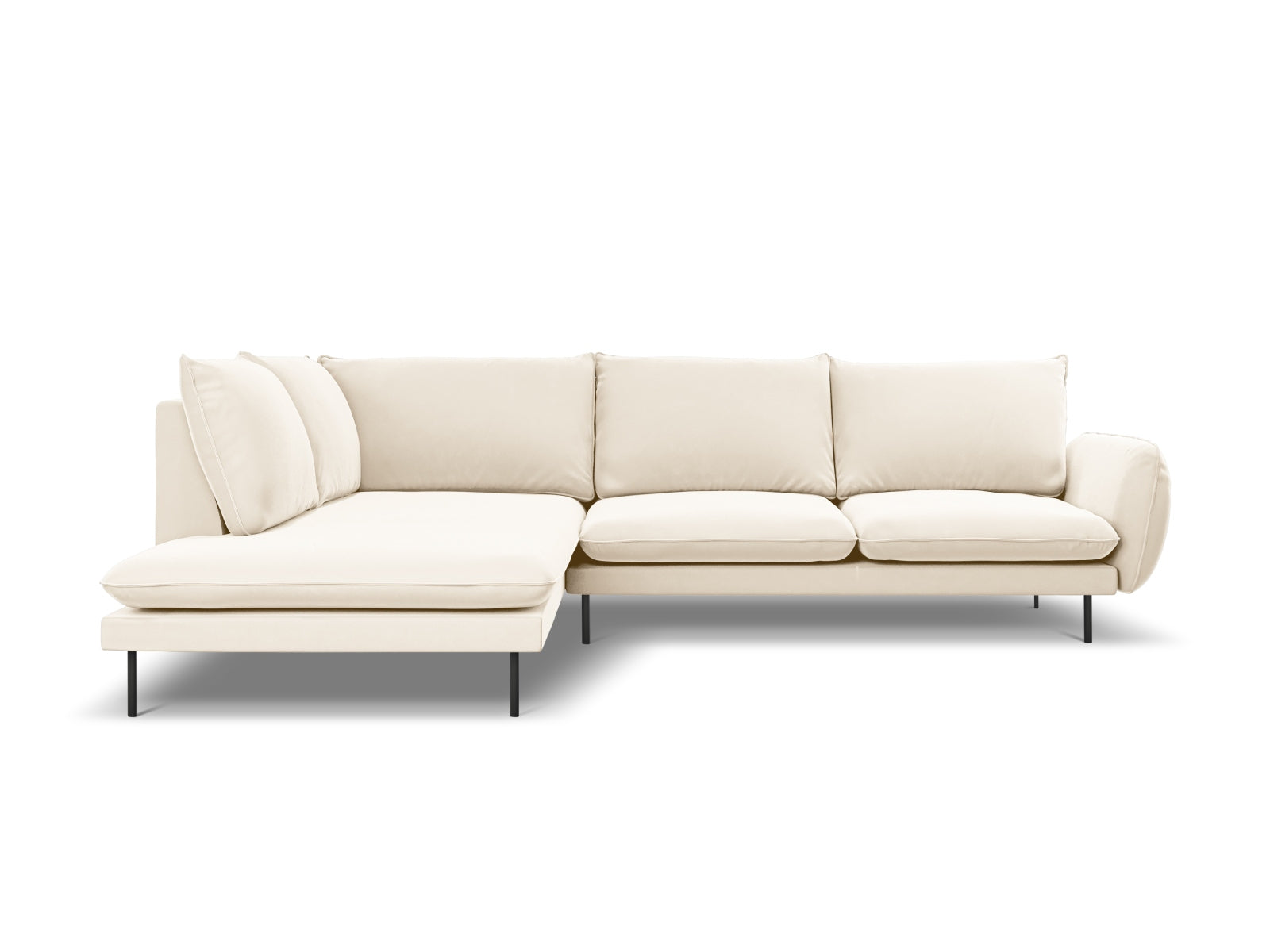 Vienna Velour Ecksofa links 6 Sitzer 185cm in Light Beige/Schwarz-Bluvel präsentiert im Onlineshop von KAQTU Design AG. Ecksofa links ist von Cosmopolitan Design