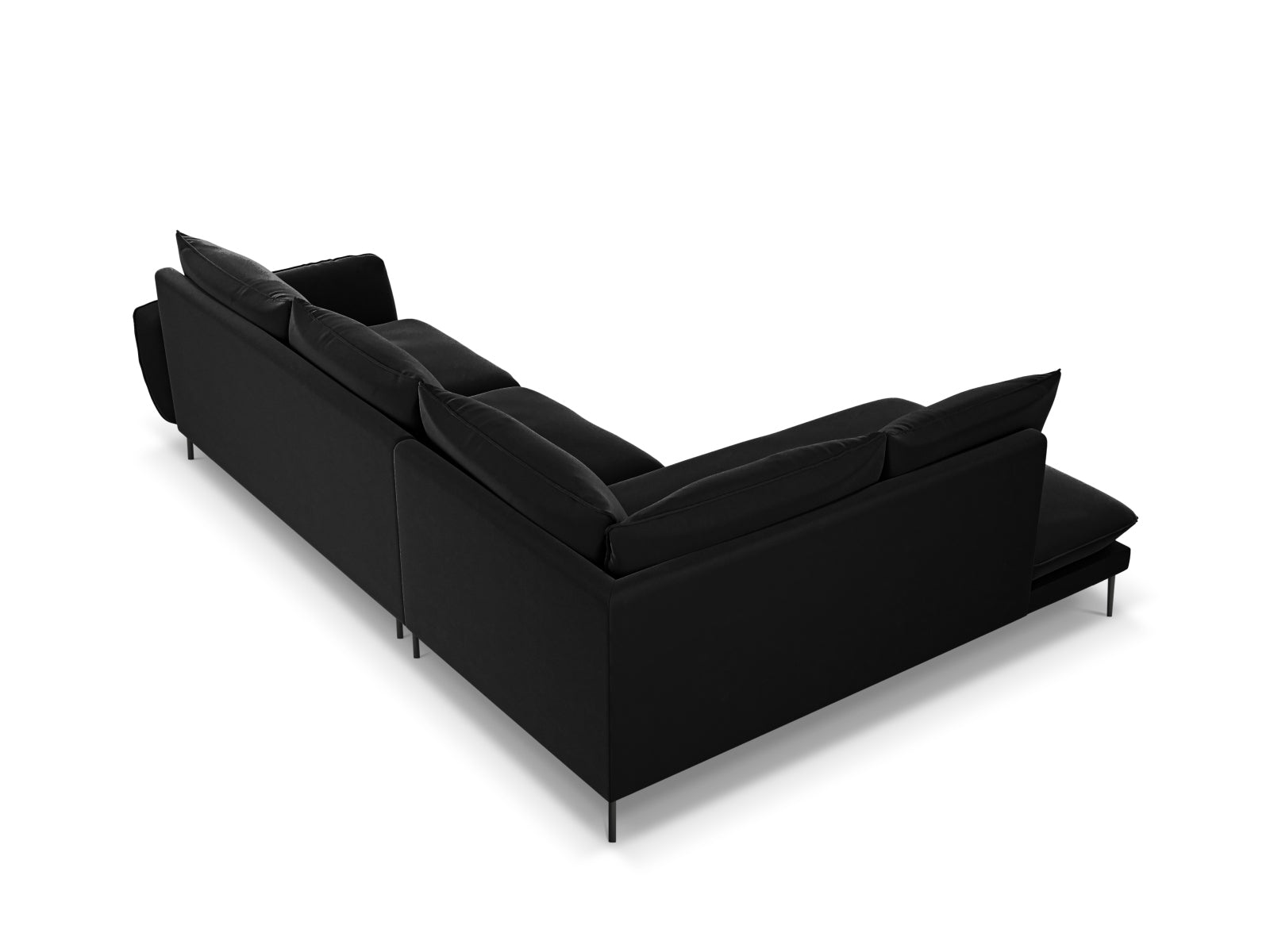 Vienna Velour Ecksofa links 6 Sitzer 185cm in Black/Schwarz-Bluvel präsentiert im Onlineshop von KAQTU Design AG. Ecksofa links ist von Cosmopolitan Design