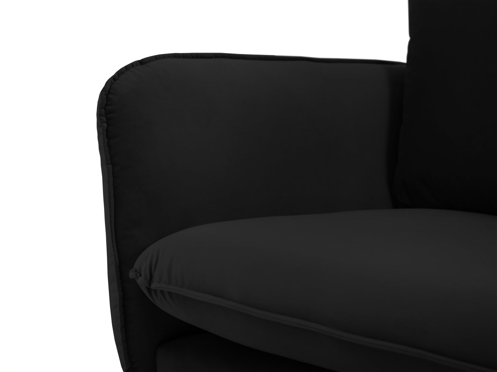 Modernes, luxuriöses Velour-Ecksofa in Schwarz, 6-Sitzer, 185 cm, perfekt für entspannte Stunden und stilvolle Einrichtung.