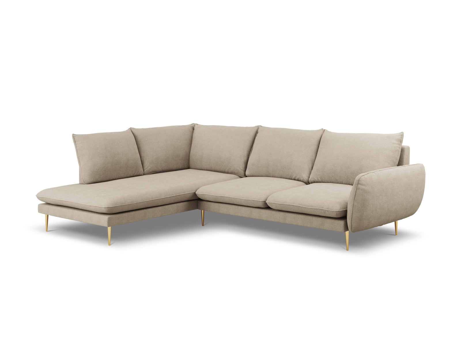 Vienna Ecksofa links 6 Sitzer 185cm in Beige/Gold-Positano präsentiert im Onlineshop von KAQTU Design AG. Ecksofa links ist von Cosmopolitan Design