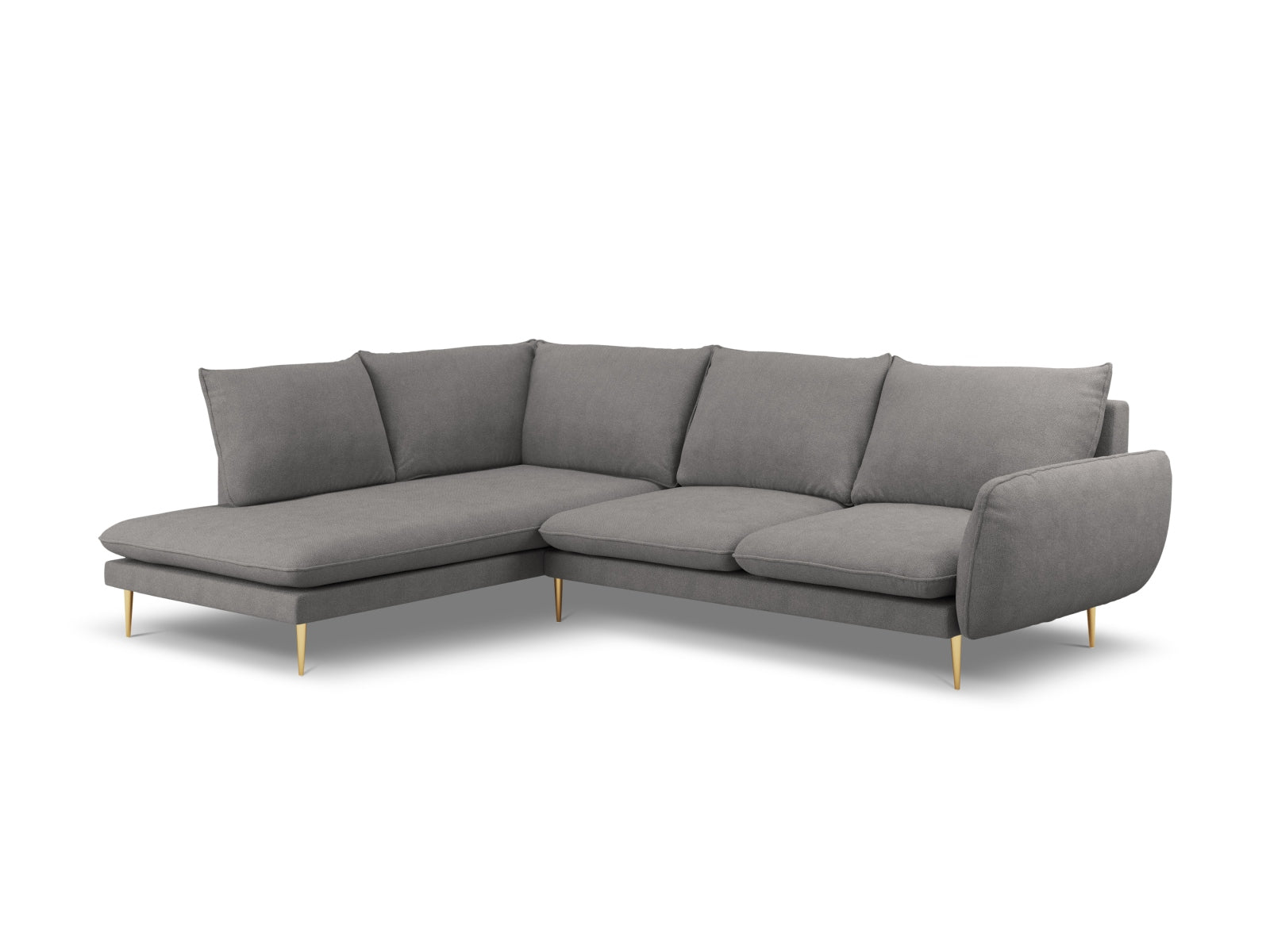 Vienna Ecksofa links 6 Sitzer 185cm in Dark Grey/Gold-Positano präsentiert im Onlineshop von KAQTU Design AG. Ecksofa links ist von Cosmopolitan Design