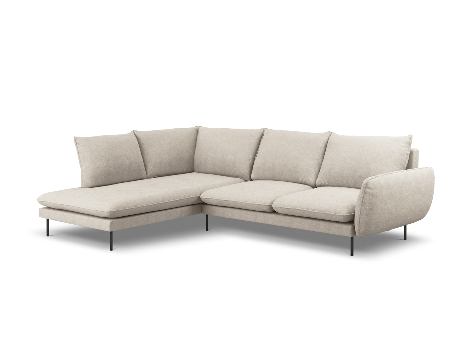 Vienna Ecksofa links 6 Sitzer 185cm in Light Beige/Schwarz-Positano präsentiert im Onlineshop von KAQTU Design AG. Ecksofa links ist von Cosmopolitan Design