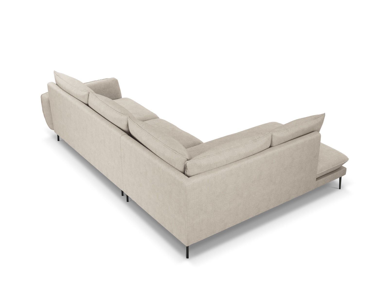 Vienna Ecksofa links 6 Sitzer 185cm in Light Beige/Schwarz-Positano präsentiert im Onlineshop von KAQTU Design AG. Ecksofa links ist von Cosmopolitan Design