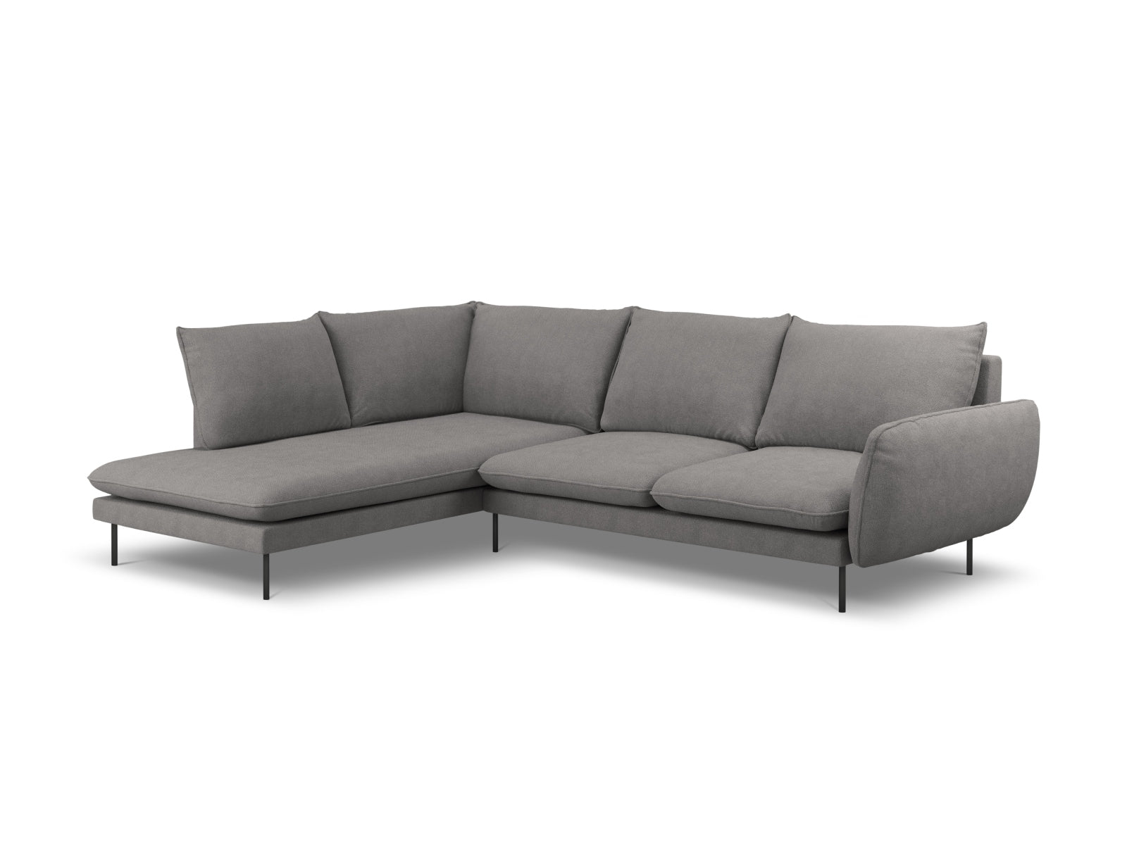 Vienna Ecksofa links 6 Sitzer 185cm in Dark Grey/Schwarz-Positano präsentiert im Onlineshop von KAQTU Design AG. Ecksofa links ist von Cosmopolitan Design