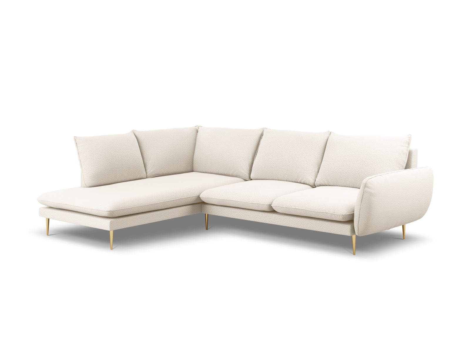 Vienna Boucle Ecksofa links 6 Sitzer 185cm in Beige/Gold-Ascot präsentiert im Onlineshop von KAQTU Design AG. Ecksofa links ist von Cosmopolitan Design