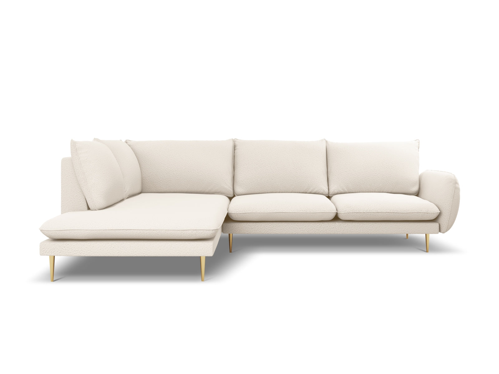 Vienna Boucle Ecksofa links 6 Sitzer 185cm in Beige/Gold-Ascot präsentiert im Onlineshop von KAQTU Design AG. Ecksofa links ist von Cosmopolitan Design
