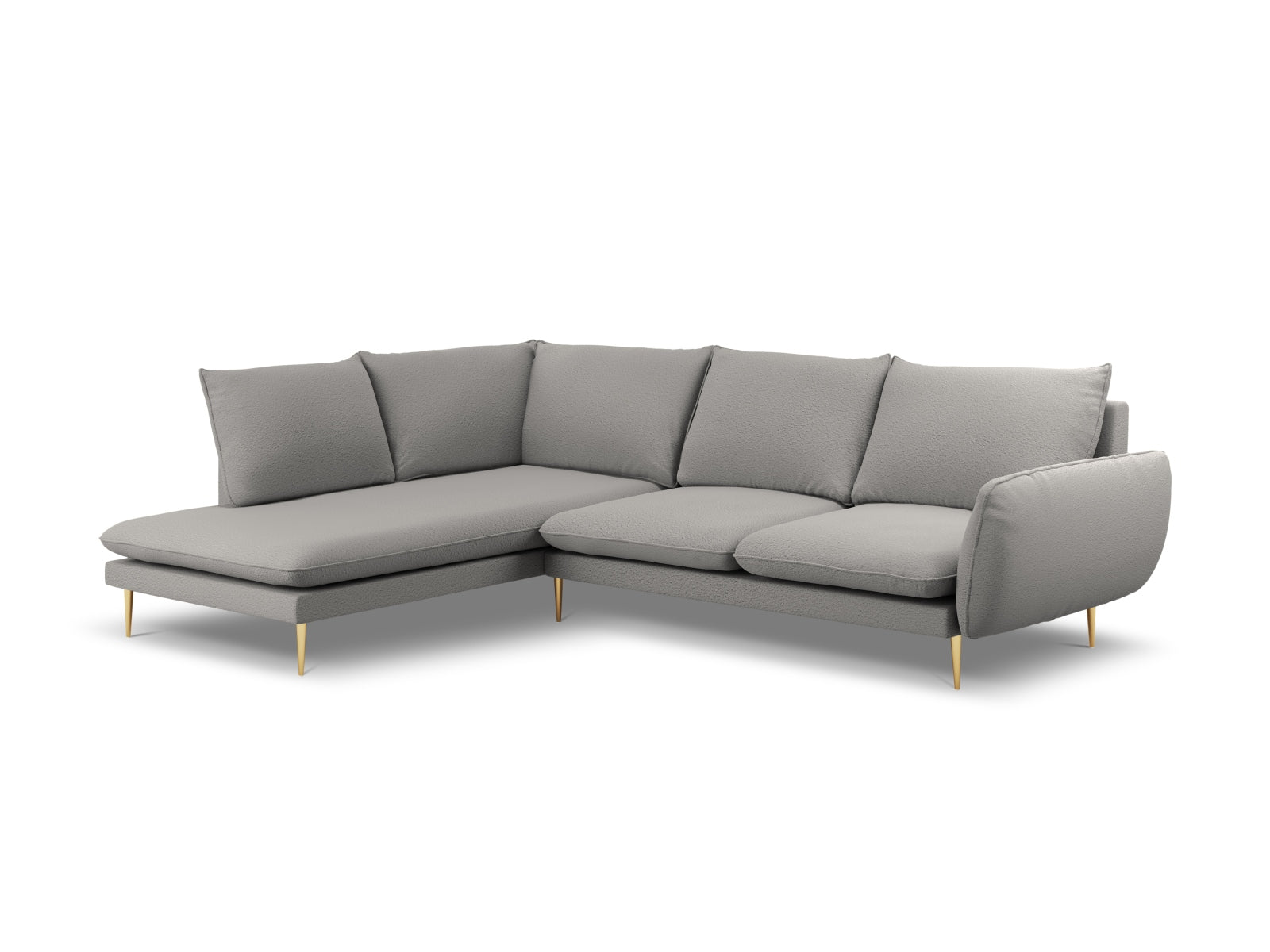 Vienna Boucle Ecksofa links 6 Sitzer 185cm in Grey/Gold-Ascot präsentiert im Onlineshop von KAQTU Design AG. Ecksofa links ist von Cosmopolitan Design