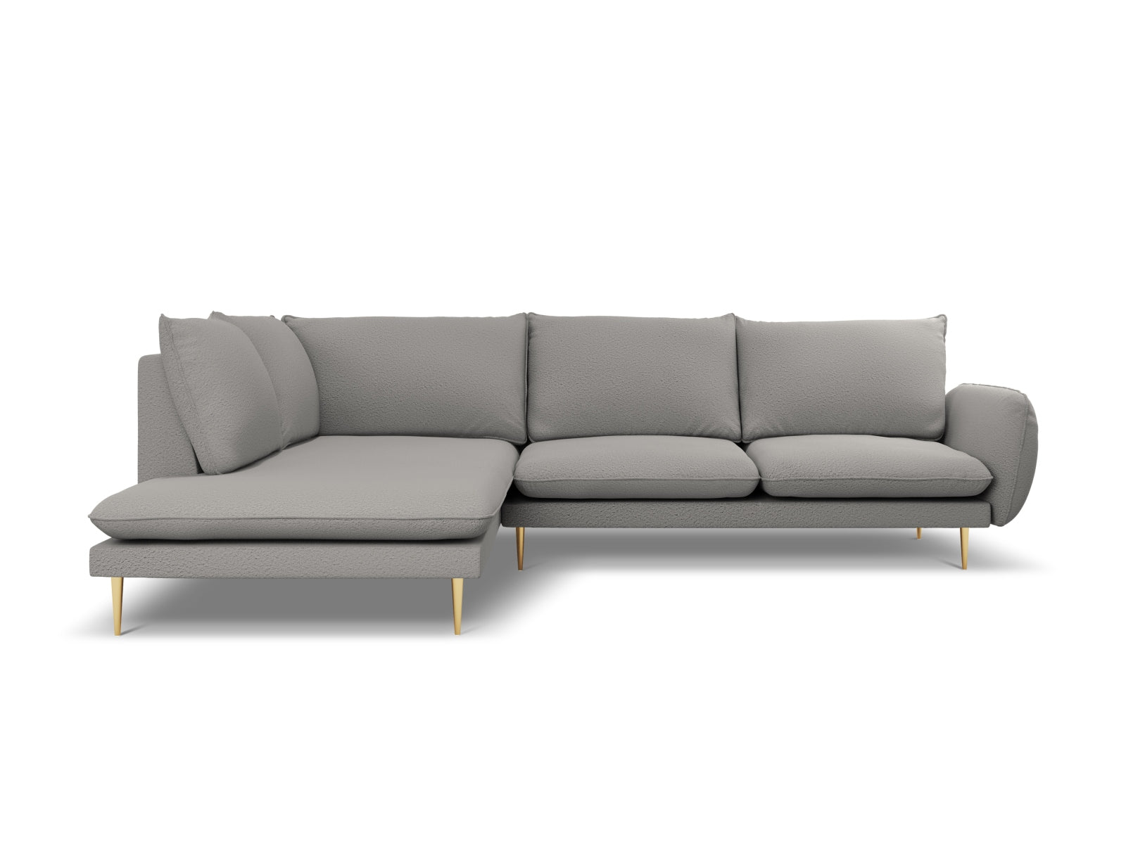 Vienna Boucle Ecksofa links 6 Sitzer 185cm in Grey/Gold-Ascot präsentiert im Onlineshop von KAQTU Design AG. Ecksofa links ist von Cosmopolitan Design