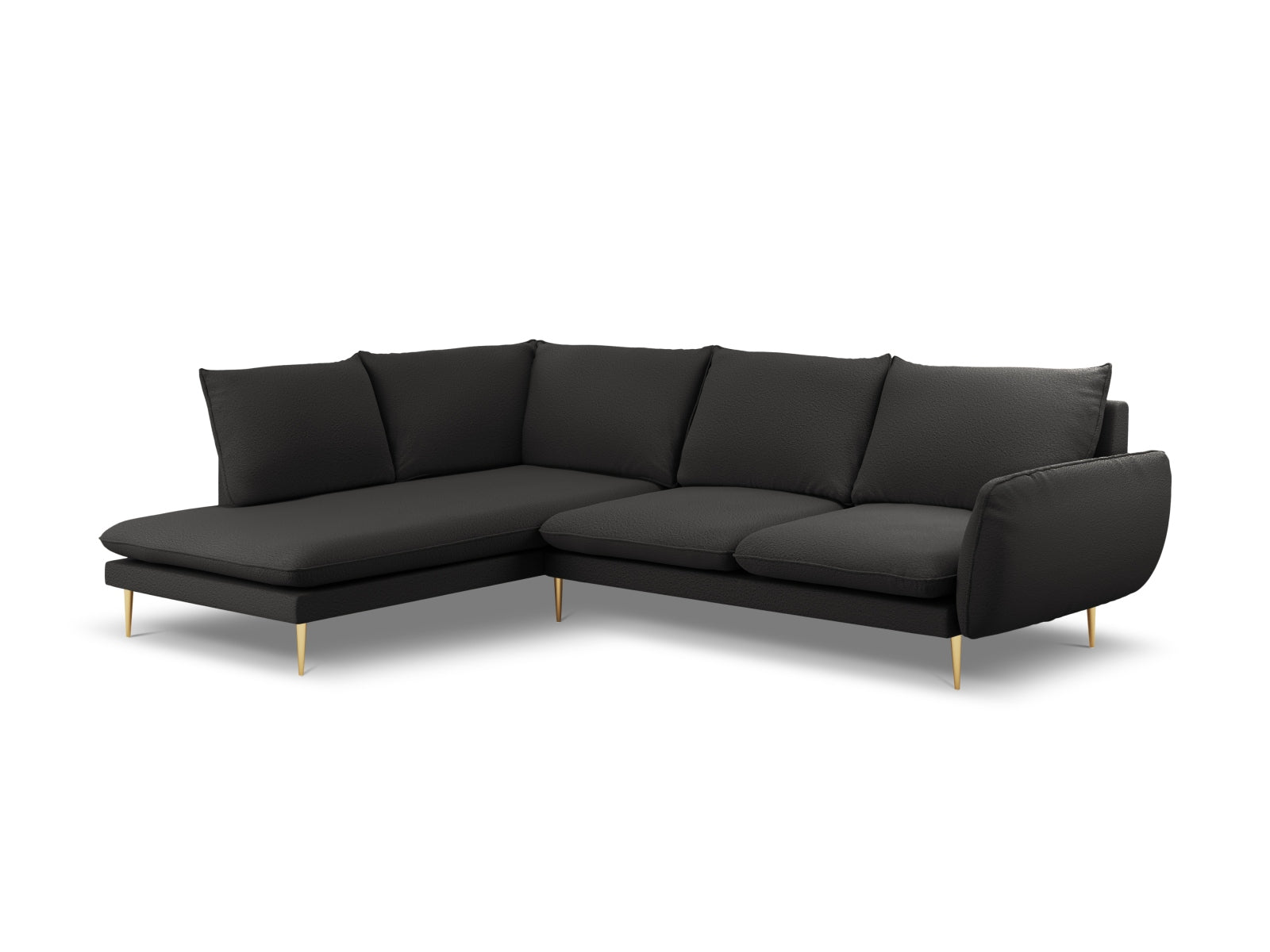 Vienna Boucle Ecksofa links 6 Sitzer 185cm in Black/Gold-Ascot präsentiert im Onlineshop von KAQTU Design AG. Ecksofa links ist von Cosmopolitan Design