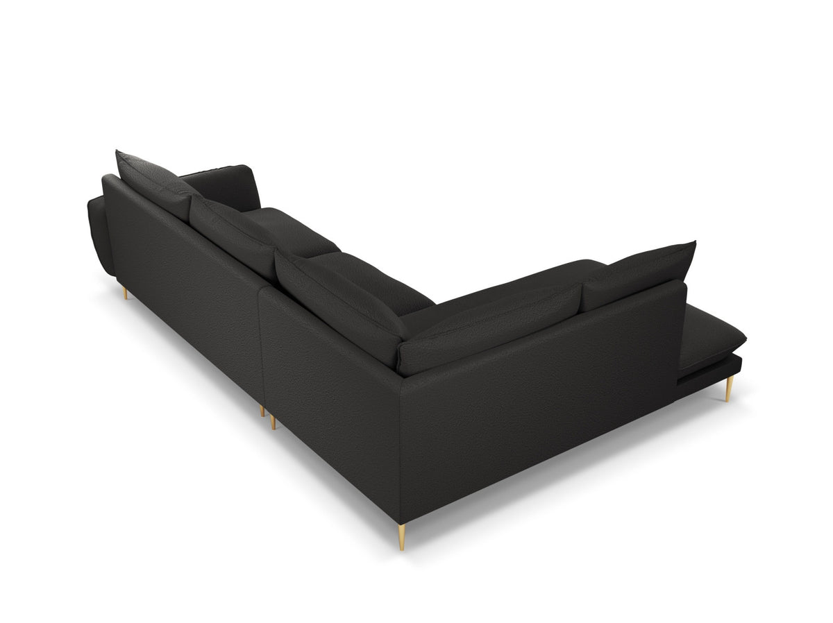 Vienna Boucle Ecksofa links 6 Sitzer 185cm in Black/Gold-Ascot präsentiert im Onlineshop von KAQTU Design AG. Ecksofa links ist von Cosmopolitan Design