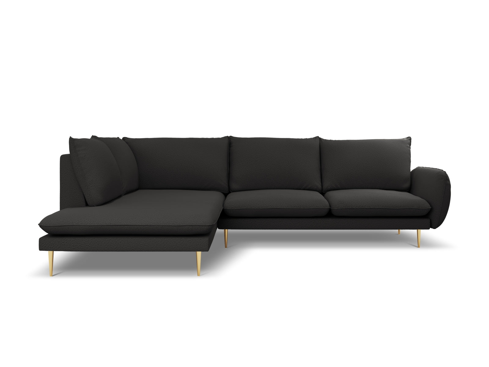 Vienna Boucle Ecksofa links 6 Sitzer 185cm in Black/Gold-Ascot präsentiert im Onlineshop von KAQTU Design AG. Ecksofa links ist von Cosmopolitan Design