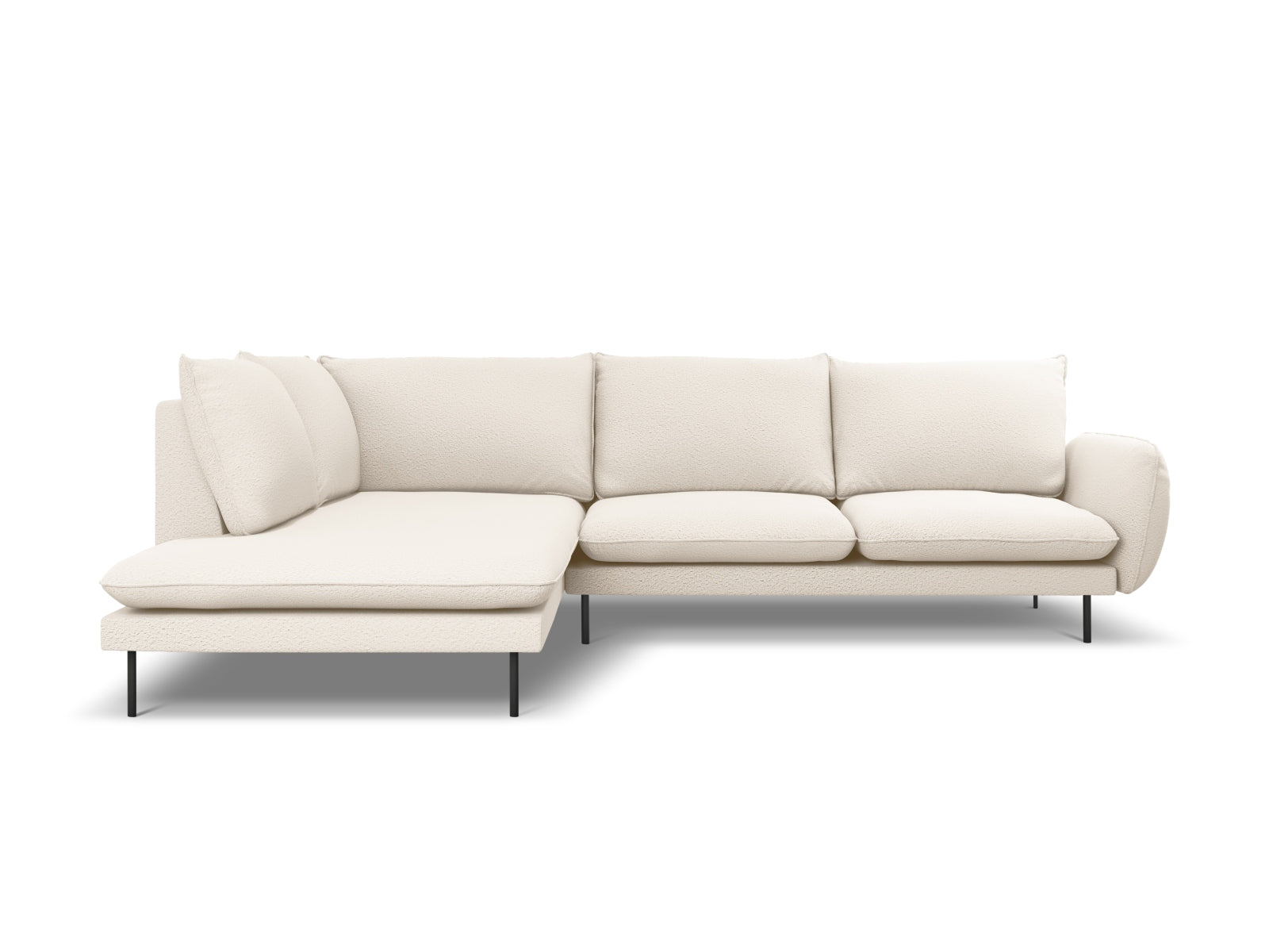 Vienna Boucle Ecksofa links 6 Sitzer 185cm in Beige/Schwarz-Ascot präsentiert im Onlineshop von KAQTU Design AG. Ecksofa links ist von Cosmopolitan Design