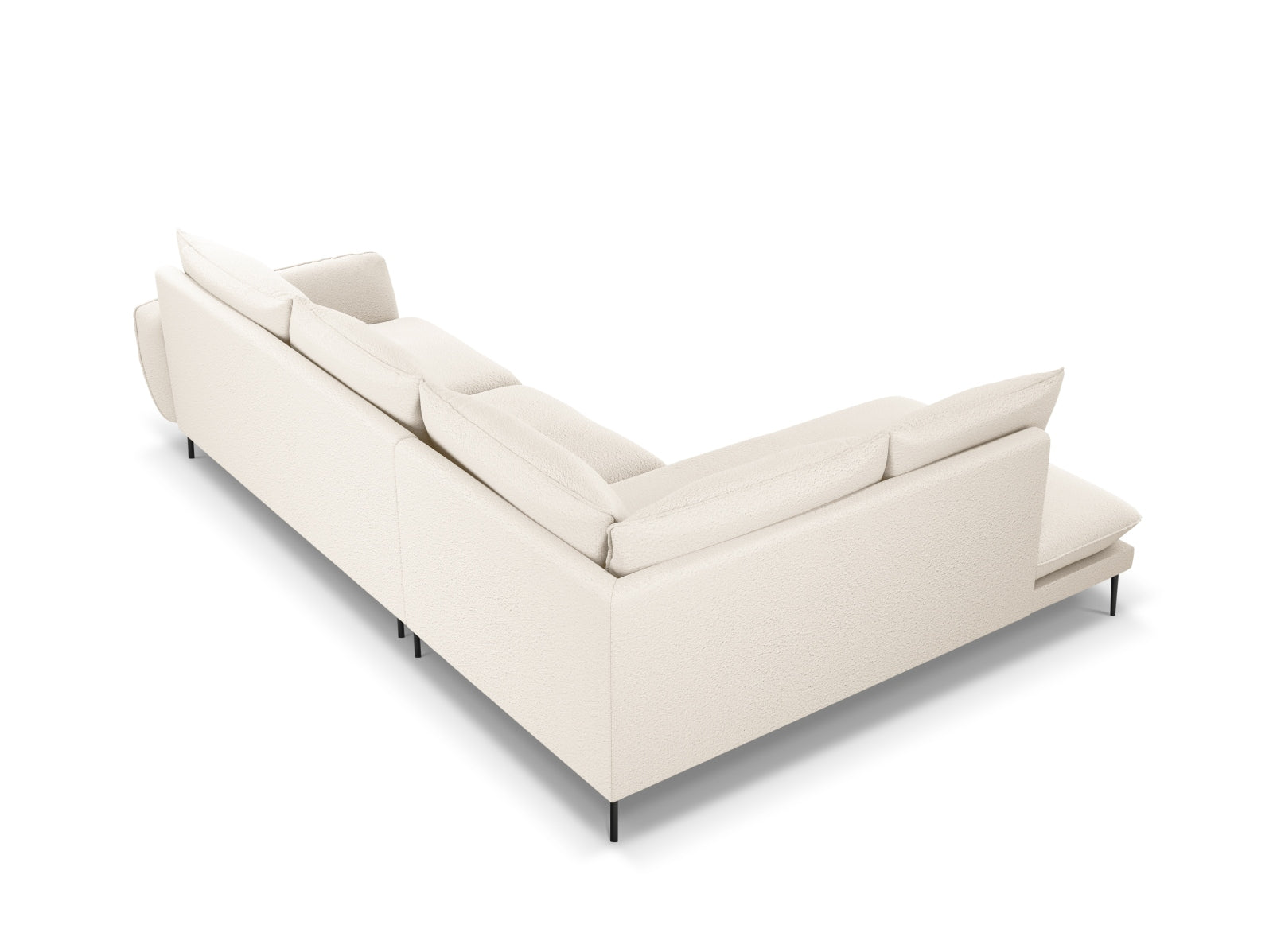 Vienna Boucle Ecksofa links 6 Sitzer 185cm in Beige/Schwarz-Ascot präsentiert im Onlineshop von KAQTU Design AG. Ecksofa links ist von Cosmopolitan Design