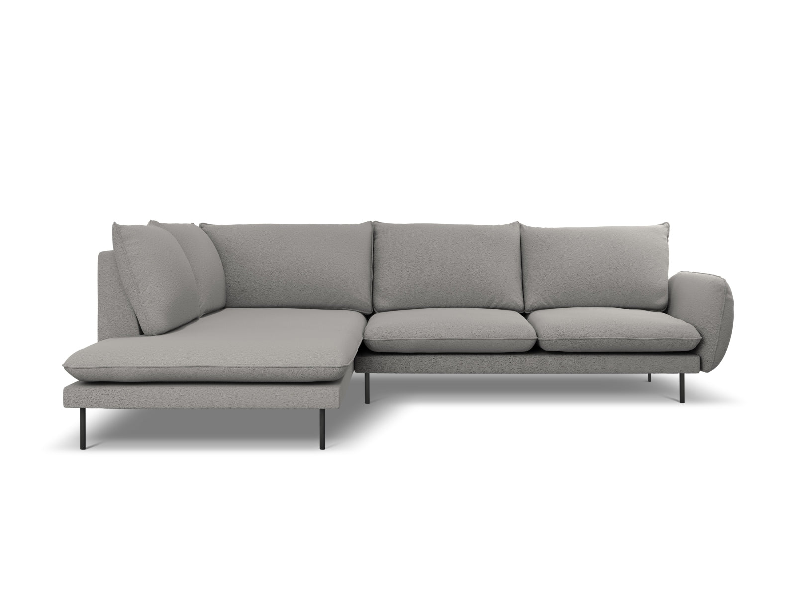 Vienna Boucle Ecksofa links 6 Sitzer 185cm in Grey/Schwarz-Ascot präsentiert im Onlineshop von KAQTU Design AG. Ecksofa links ist von Cosmopolitan Design