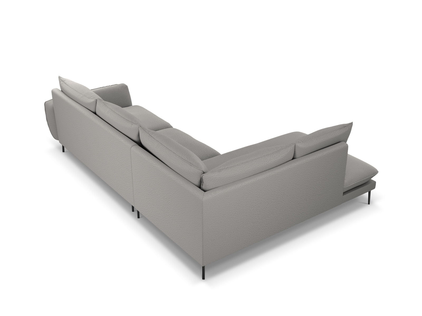 Vienna Boucle Ecksofa links 6 Sitzer 185cm in Grey/Schwarz-Ascot präsentiert im Onlineshop von KAQTU Design AG. Ecksofa links ist von Cosmopolitan Design