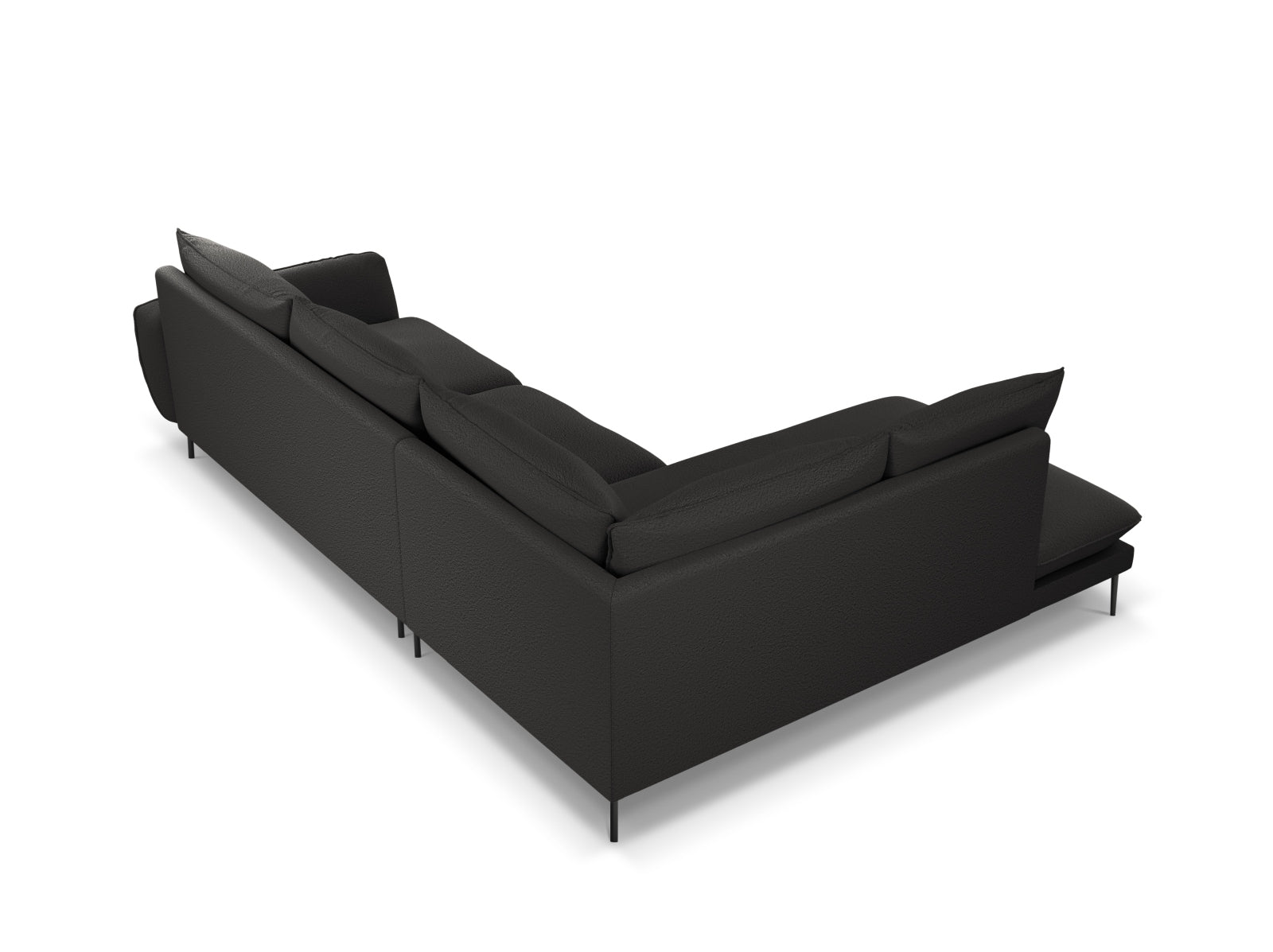 Vienna Boucle Ecksofa links 6 Sitzer 185cm in Black/Schwarz-Ascot präsentiert im Onlineshop von KAQTU Design AG. Ecksofa links ist von Cosmopolitan Design