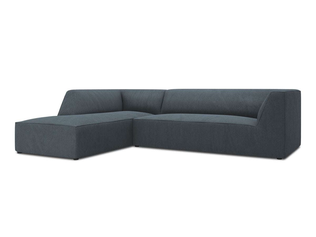 Modulares Ecksofa Siena links, 4-Sitzer, Light Beige-Scala Stoff, Massivholzrahmen, schwarze Kunststoffbeine, Sitzhöhe 40 cm.