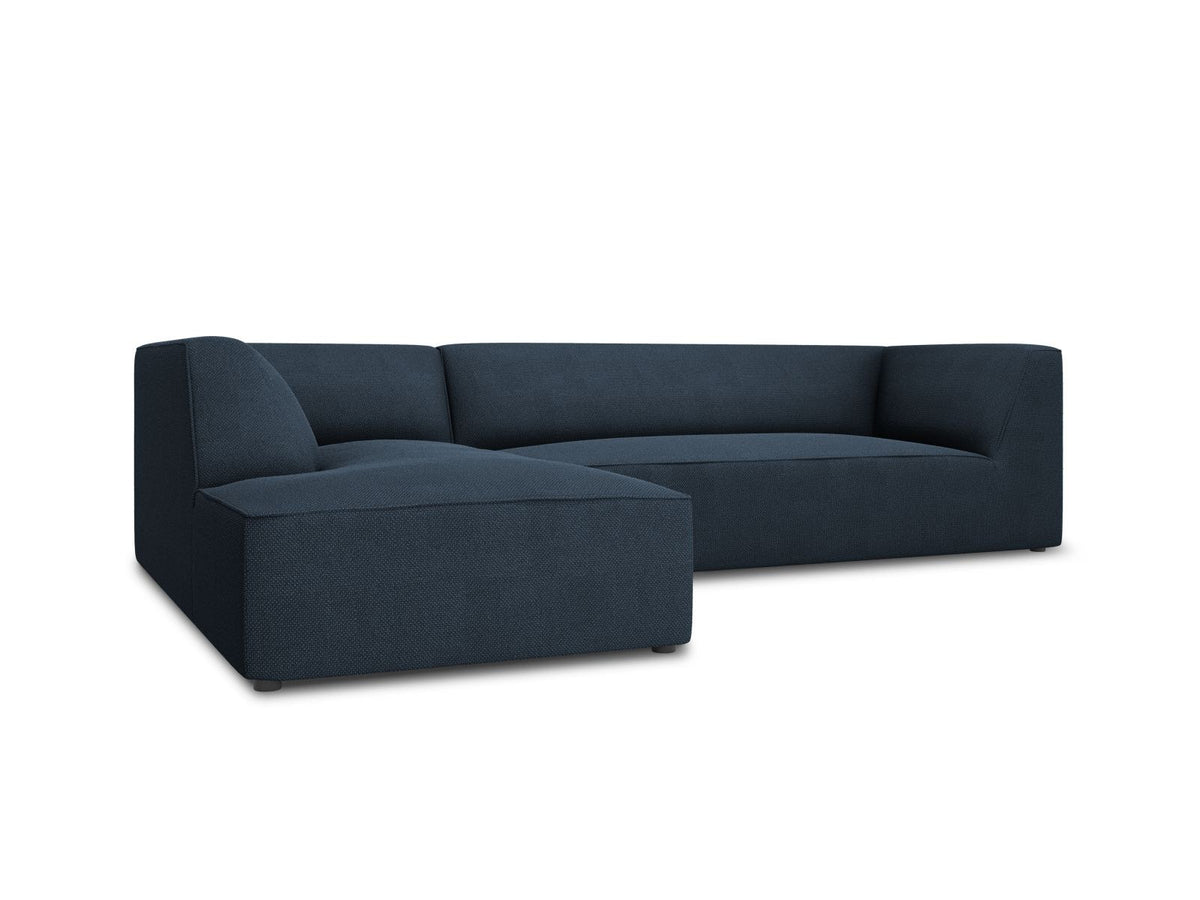Modulares Ecksofa Siena links, 4-Sitzer, Light Beige-Scala Stoff, Massivholzrahmen, schwarze Kunststoffbeine, Sitzhöhe 40 cm.