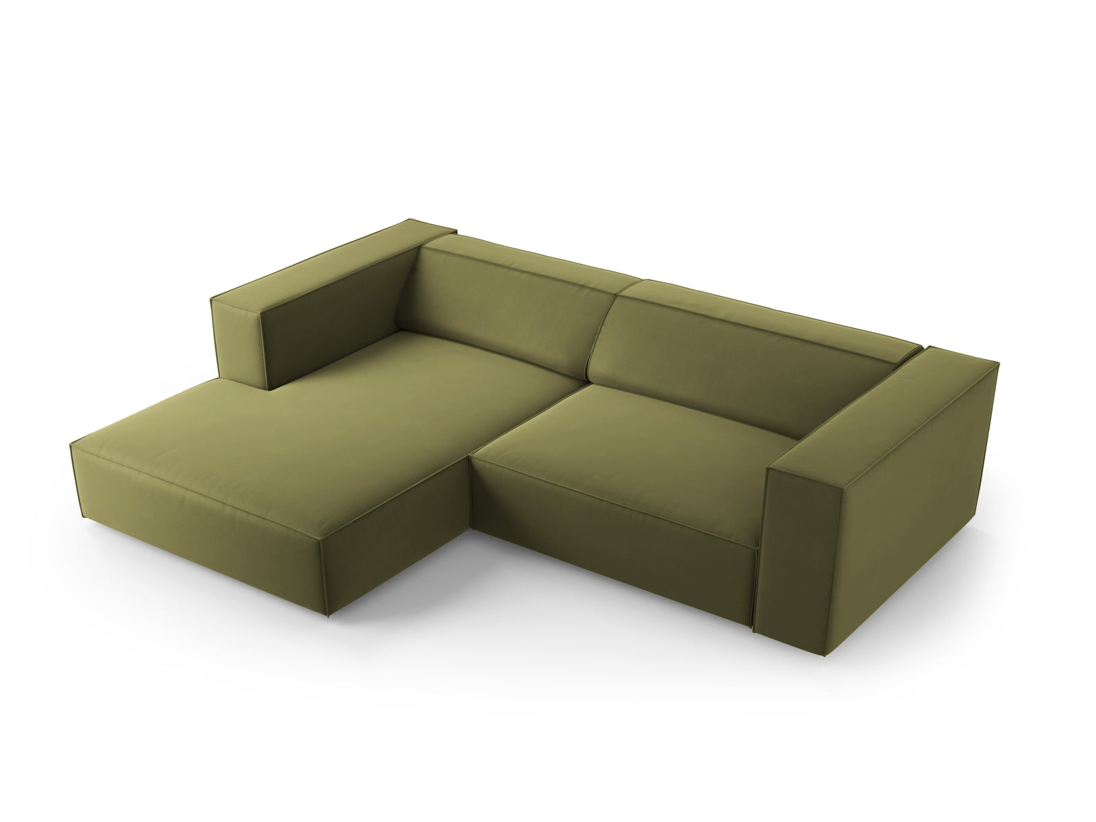 Entdecken Sie das stilvolle Arendal Velour Ecksofa links von Cosmopolitan Design. Ideal für Ihr modernes Wohnzimmer, vereint es Komfort und Eleganz.