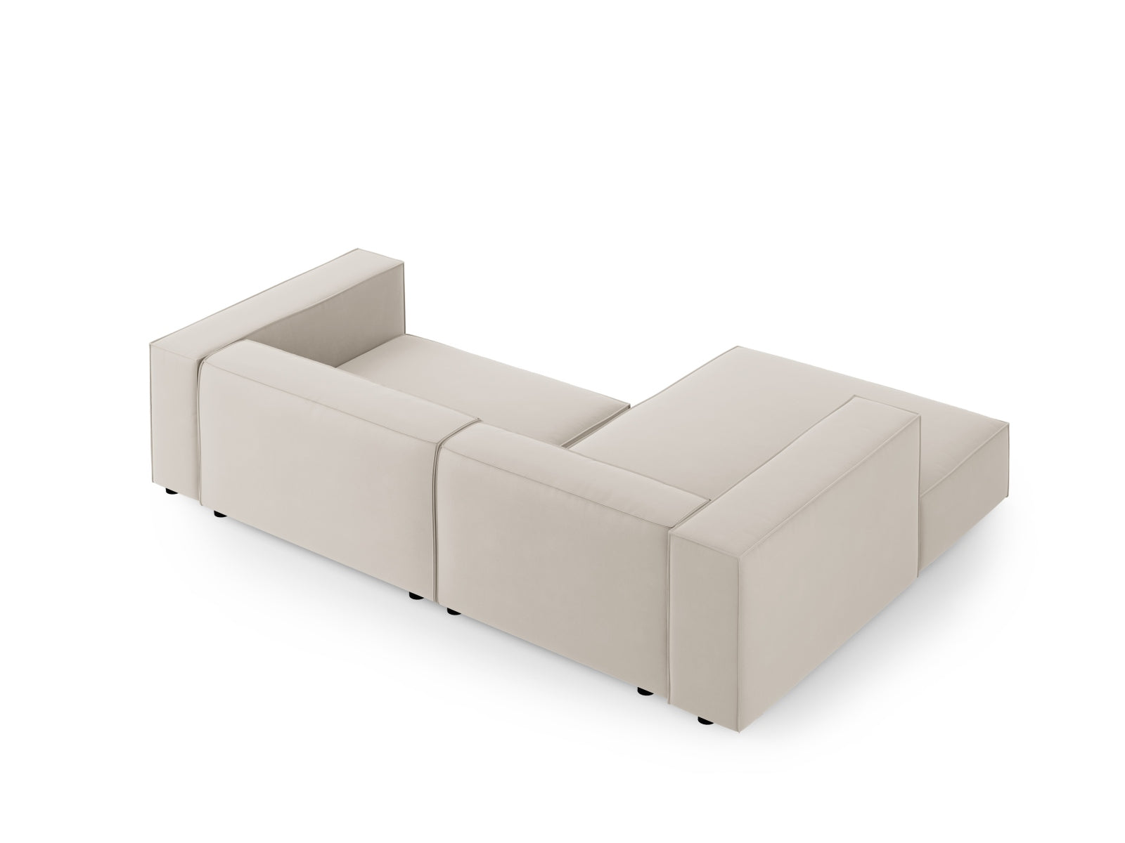 Entdecken Sie das stilvolle Arendal Velour Ecksofa links von Cosmopolitan Design. Ideal für Ihr Wohnzimmer, vereint es modernes Design mit exzellentem Komfort.