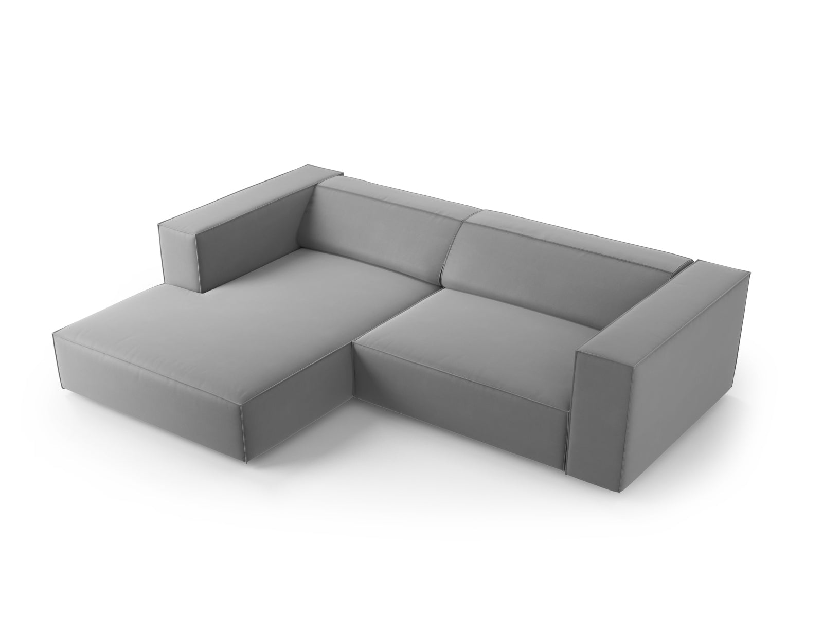 Erleben Sie das elegante Arendal Velour Ecksofa links von Cosmopolitan Design. Perfekt für Ihr modernes Zuhause, bietet es höchsten Komfort und stilvolles Design.