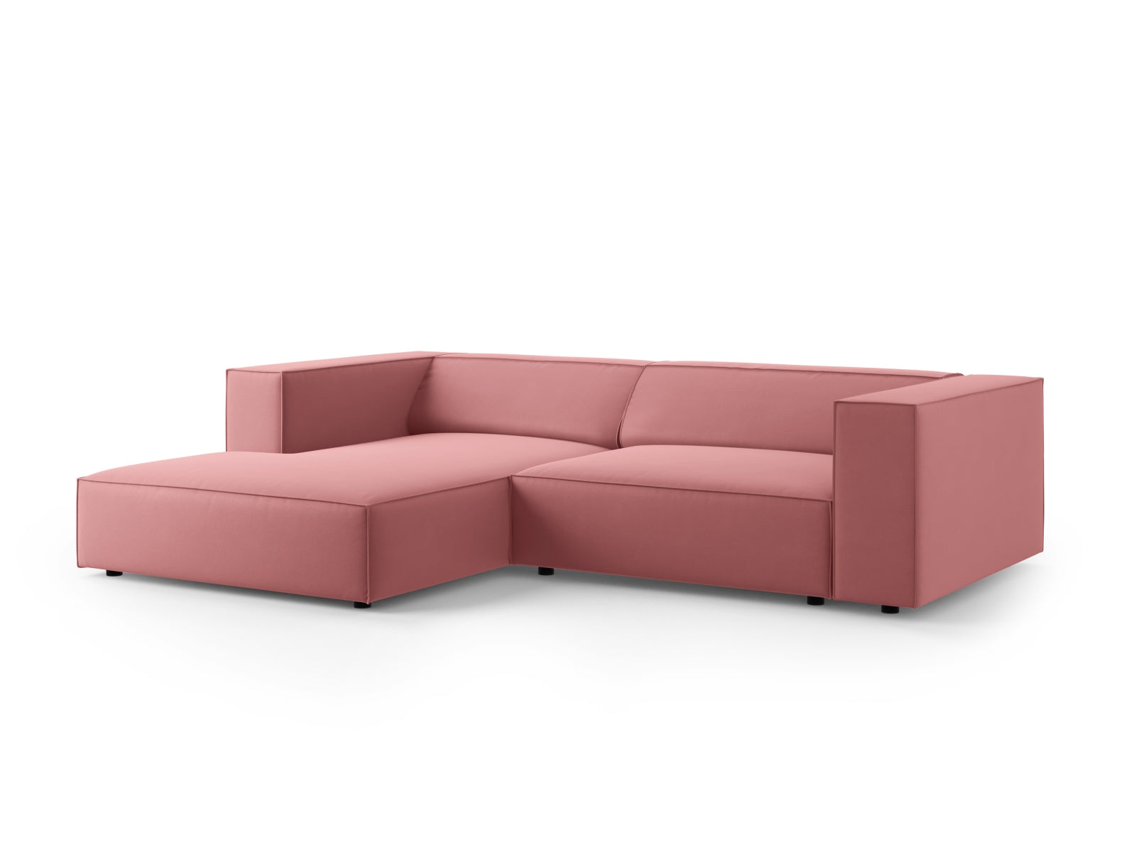 Erleben Sie das elegante Arendal Velour Ecksofa links von Cosmopolitan Design. Perfekt für Ihr modernes Zuhause, bietet es höchsten Komfort und stilvolles Design.
