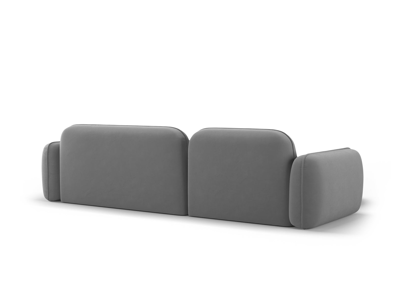 Elegantes, graues Velour Ecksofa Sydney, modular und linksseitig, perfekt für gesellige Runden und stilvolle Wohnräume.