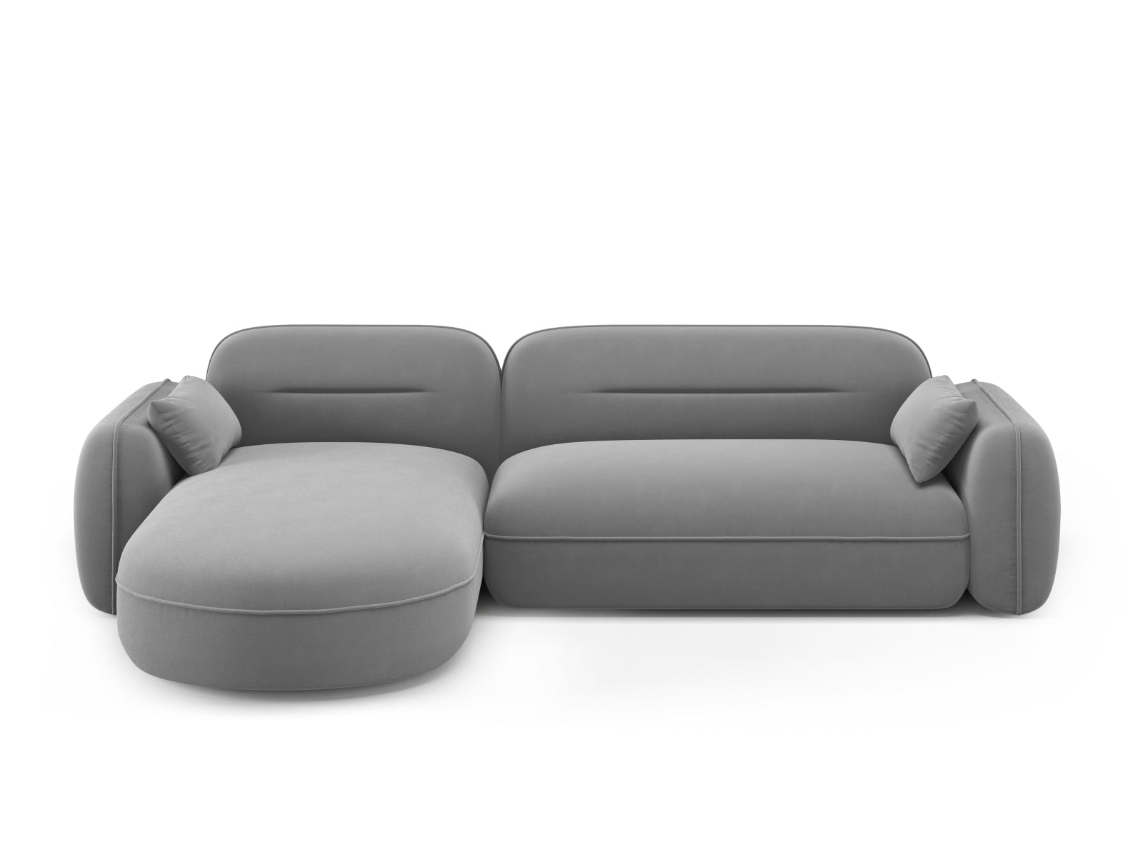 Elegantes, modulares Ecksofa Sydney in hellem Grau, ideal für stilvolle Wohnräume, vereint Komfort und modernes Design.