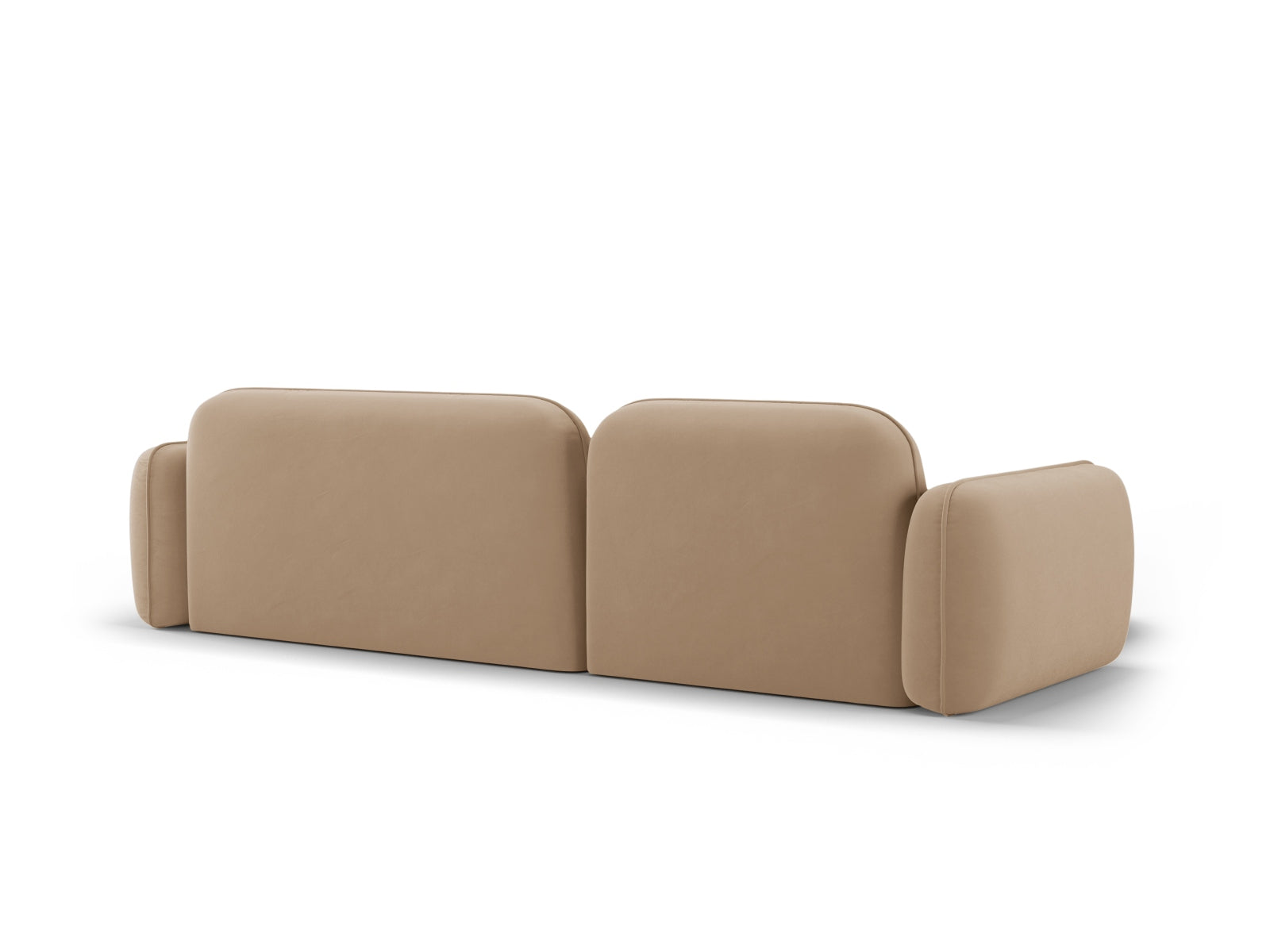 Modulares 4-Sitzer Ecksofa Sydney in hochwertigem Velours, linksseitig, in edlem Sand-Casino für stilvolle und gemütliche Wohnambiente.