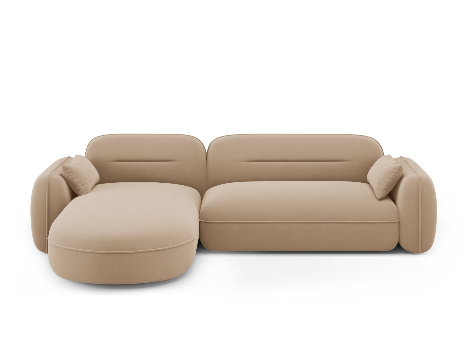 Sydney Velour Modular Ecksofa links 4 Sitzer in Sand präsentiert im Onlineshop von KAQTU Design AG. Ecksofa links ist von Cosmopolitan Design