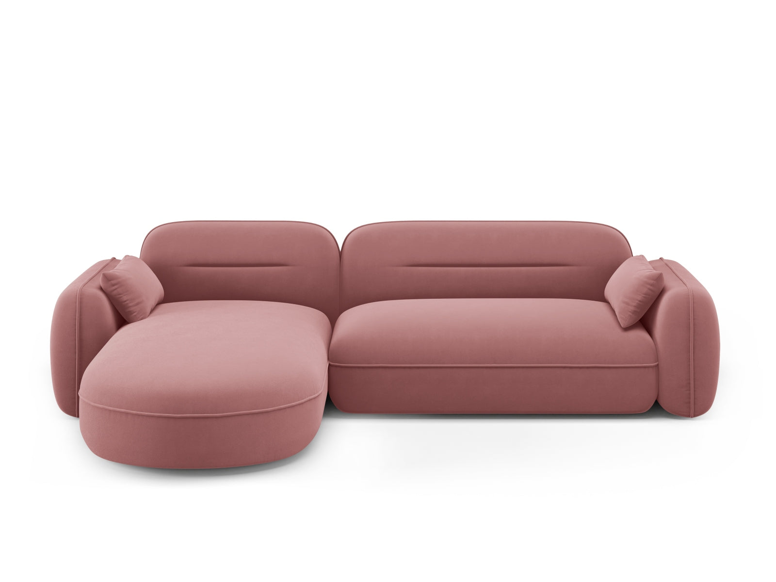 Elegantes Sydney Velour Ecksofa links, 4-Sitzer in modernem Flamingo-Casino, ideal für stilvolle und einladende Wohnräume.