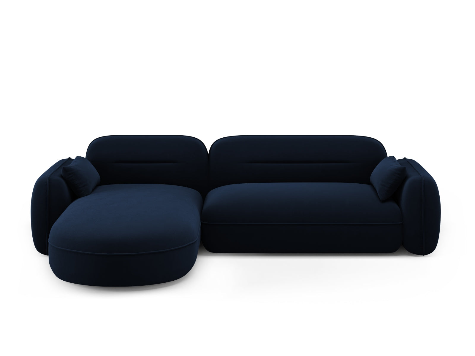 Elegantes, modulares Ecksofa Sydney in weichem Velours, linksseitig, ideal für stilvolle Wohnräume und gemütliche Abende.