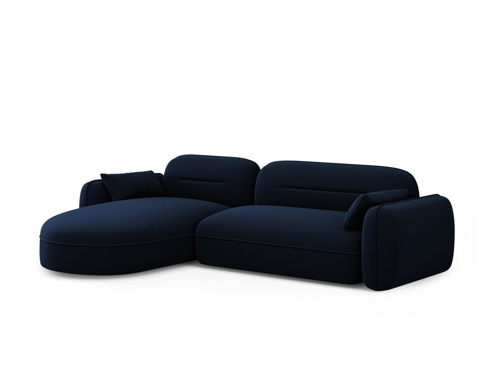 Elegantes, modulares Ecksofa Sydney in Velours, linksseitig, ideal für stilvolle Wohnräume und gemütliche Abende.