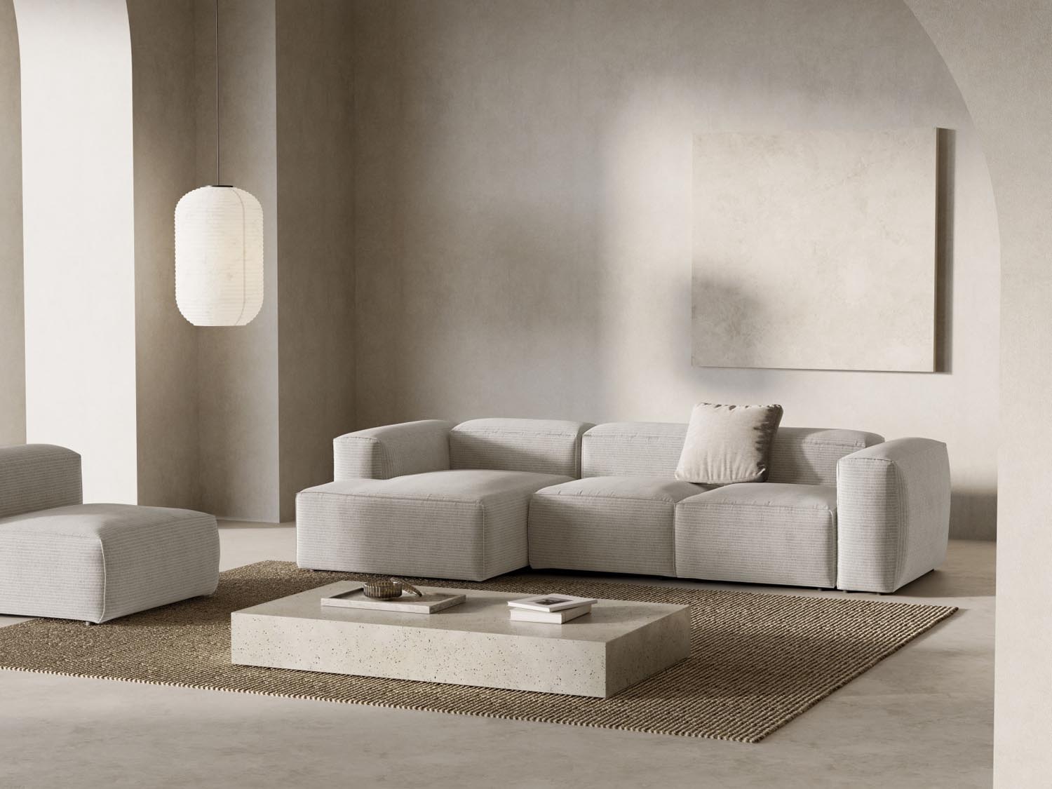 Bergamo Modulares Ecksofa links 3 Sitzer in Ivory-Perla präsentiert im Onlineshop von KAQTU Design AG. Ecksofa links ist von Cosmopolitan Design
