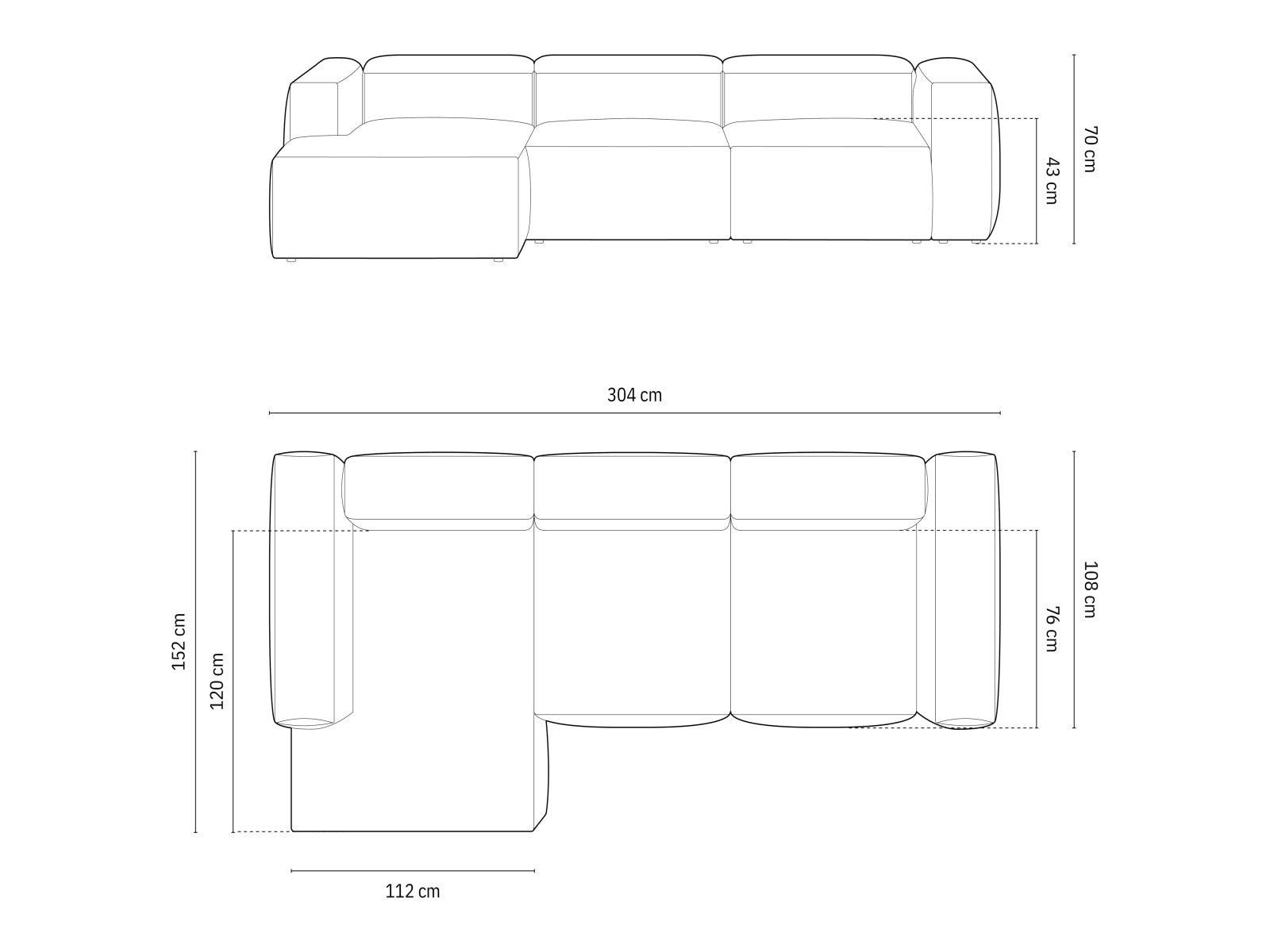 Bergamo Modulares Ecksofa links 3 Sitzer in Light Grey-Perla präsentiert im Onlineshop von KAQTU Design AG. Ecksofa links ist von Cosmopolitan Design