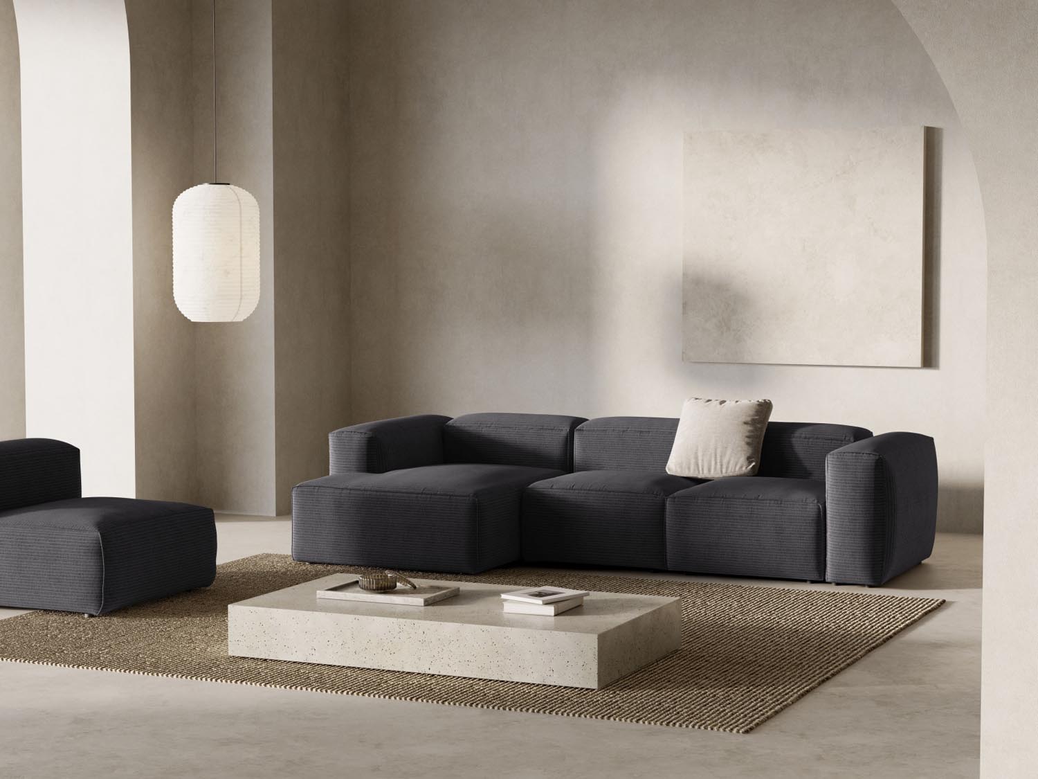 Bergamo Modulares Ecksofa links 3 Sitzer in Grey-Perla präsentiert im Onlineshop von KAQTU Design AG. Ecksofa links ist von Cosmopolitan Design