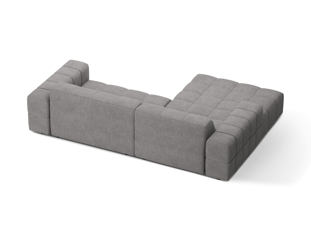 Ecksofa links Chicago in Light Beige-Eden Stoff, Massivholzrahmen mit schwarzen Kunststoffbeinen, Récamiere-Form von Cosmopolitan Design.