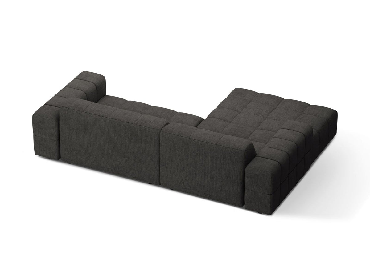 Ecksofa links Chicago in Light Beige-Eden Stoff, Massivholzrahmen mit schwarzen Kunststoffbeinen, Récamiere-Form von Cosmopolitan Design.