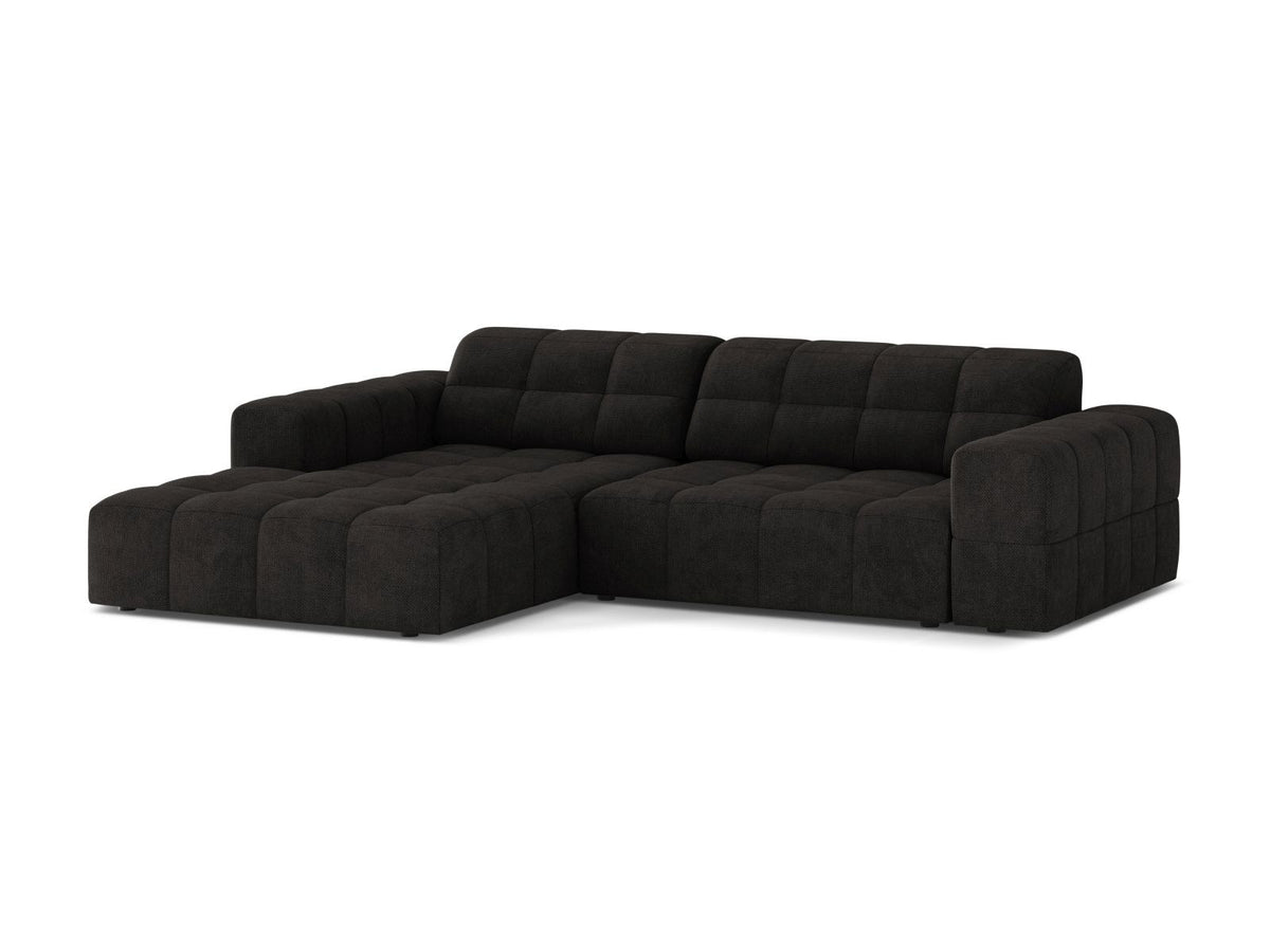 Ecksofa links Chicago in Light Beige-Eden Stoff, Massivholzrahmen mit schwarzen Kunststoffbeinen, Récamiere-Form von Cosmopolitan Design.