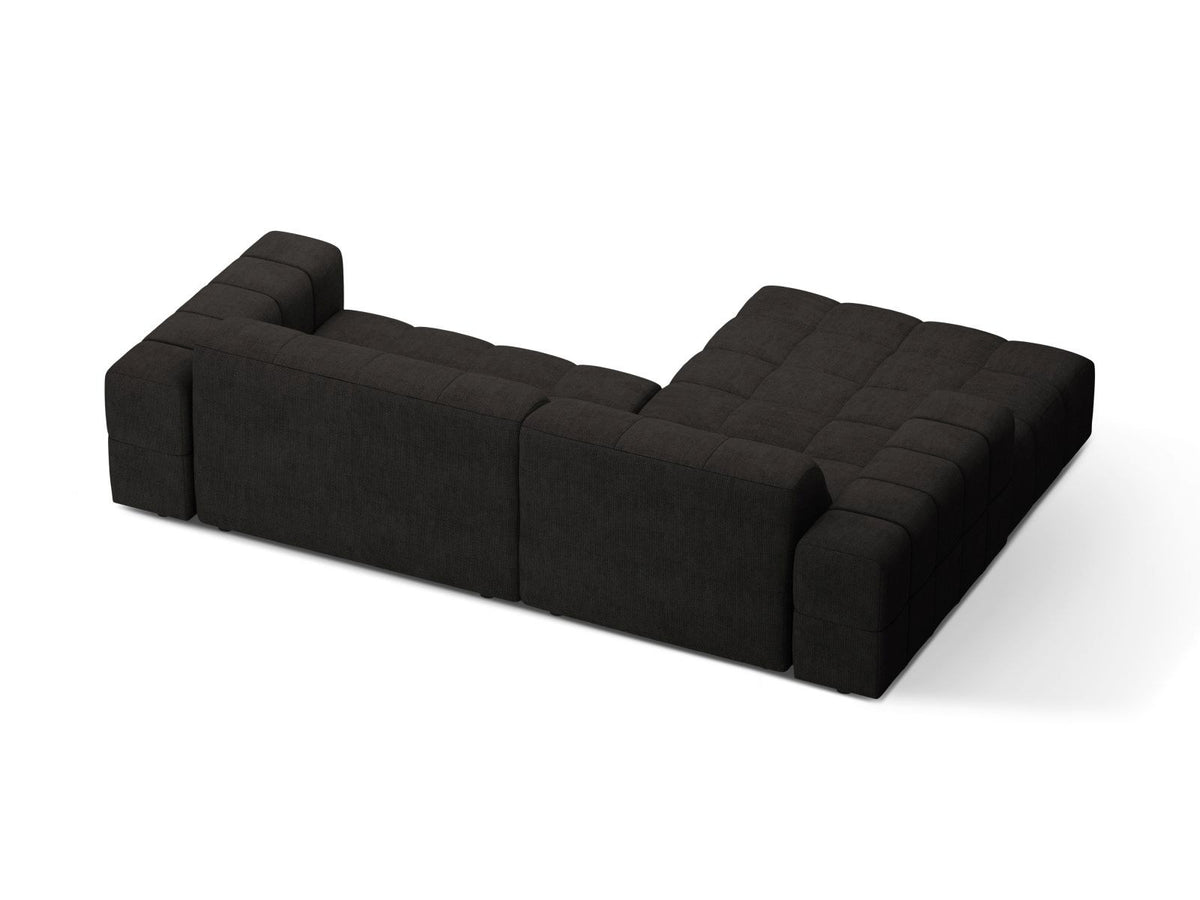 Ecksofa links Chicago in Light Beige-Eden Stoff, Massivholzrahmen mit schwarzen Kunststoffbeinen, Récamiere-Form von Cosmopolitan Design.