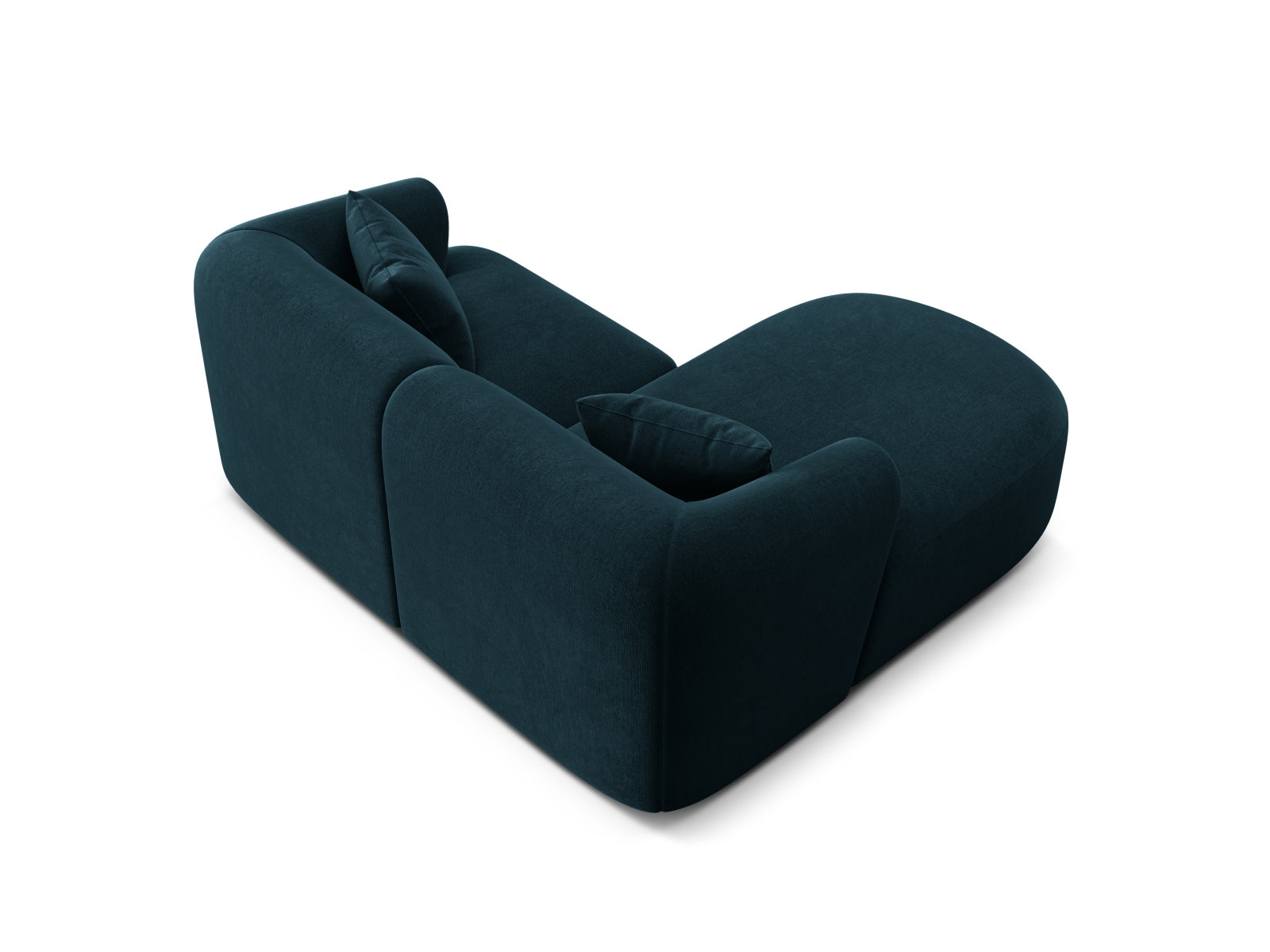 Modernes 3-Sitzer Ecksofa links Campi in ansprechendem Petrol, perfekt für stilvolle Wohnzimmer. Hochwertige Materialien von Cosmopolitan Design.