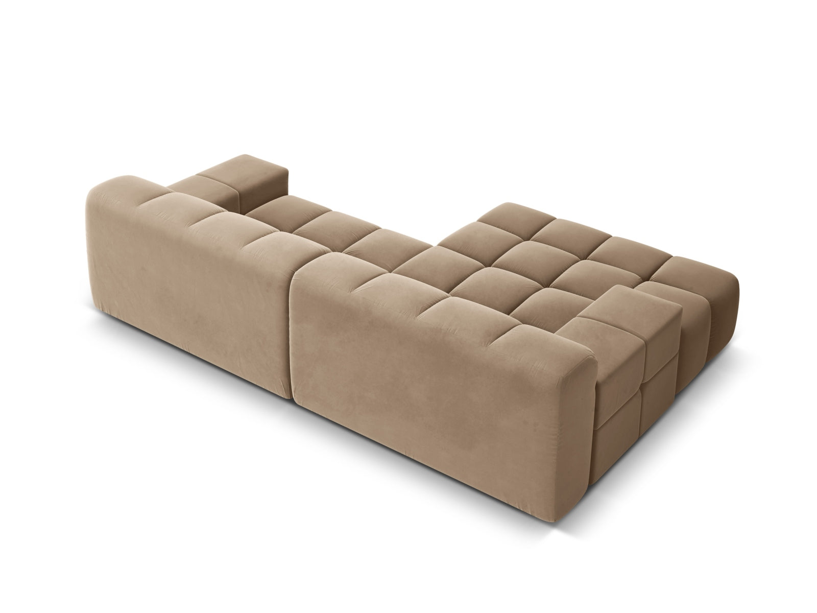Modernes 2-Sitzer Ecksofa links Hawaii in edlem Cappuccino-Magic Velvet, ideal für gemütliche und stilvolle Wohnräume.