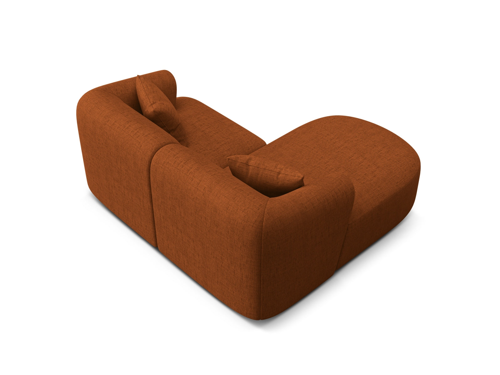 Elegantes 3-Sitzer Ecksofa Campi in warmem Ziegelrot, perfekt für stilvolle Wohnzimmer und kreative Raumgestaltungen von Cosmopolitan Design.