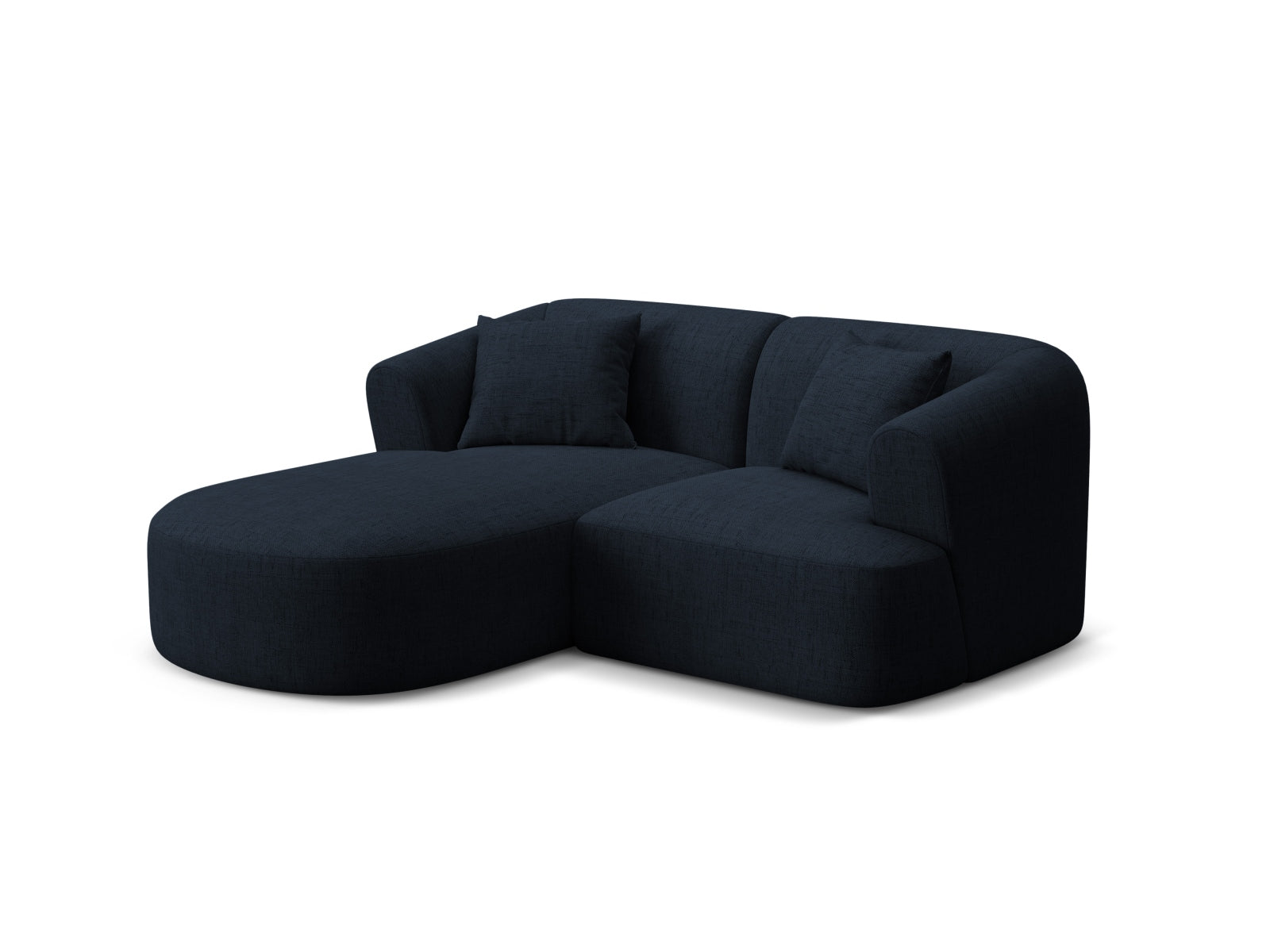 Modulares 3-Sitzer Ecksofa links Campi in Royal Blue-Moly, stilvoll und modern, ideal für jedes Wohnzimmer, präsentiert von Cosmopolitan Design.