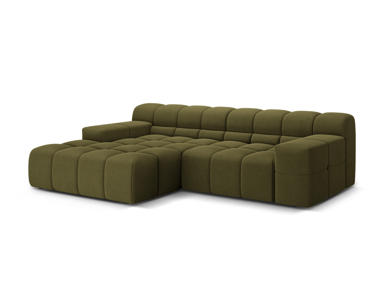 Stylisches 2-Sitzer Ecksofa links Hawaii in elegantem Grün, ideal für moderne Wohnräume, präsentiert von Cosmopolitan Design.