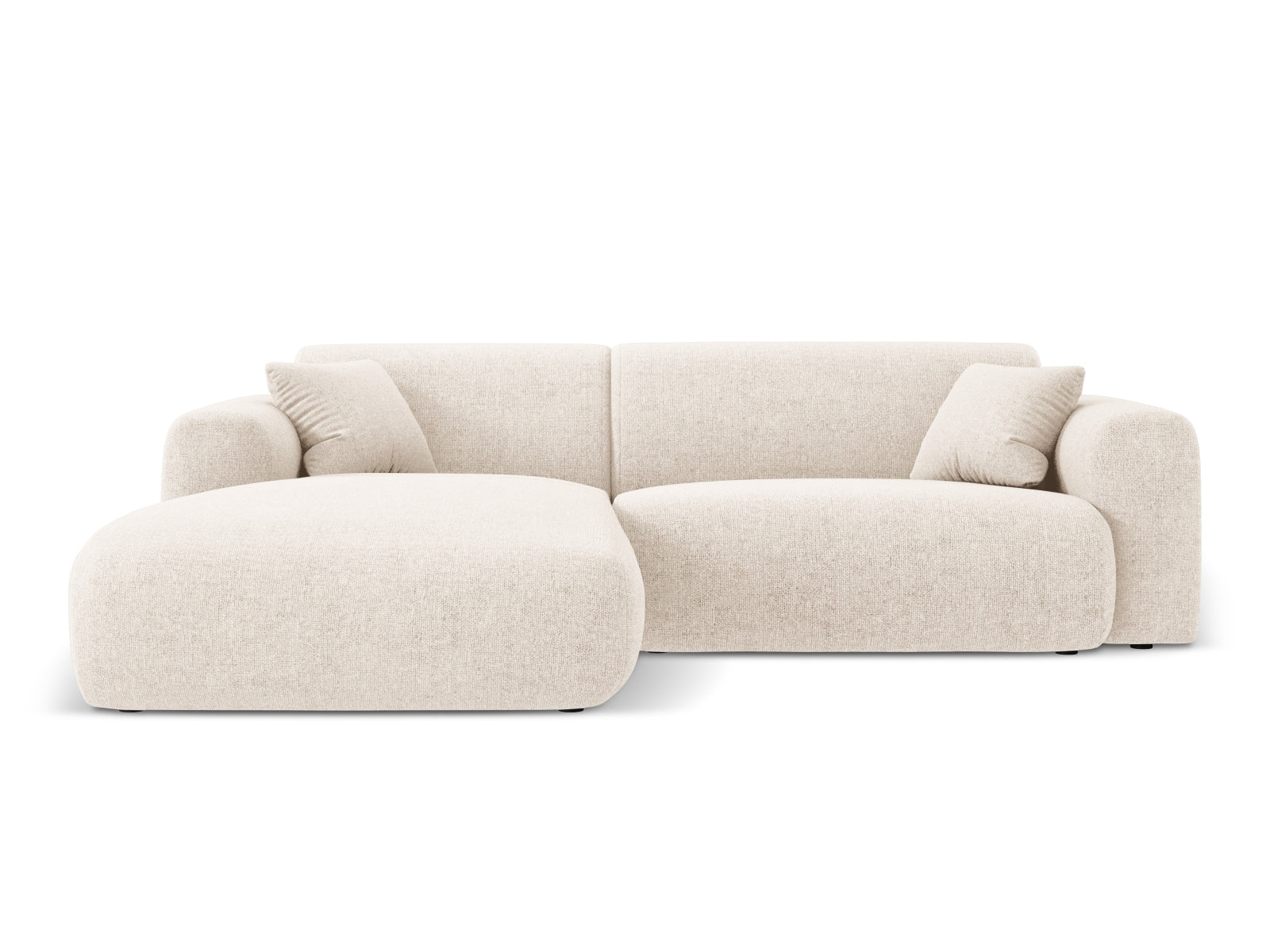 Stylisches Nolio Ecksofa links in sanftem Beige, perfekt für zeitgemäße Wohnzimmergestaltung, designt von Cosmopolitan Design.